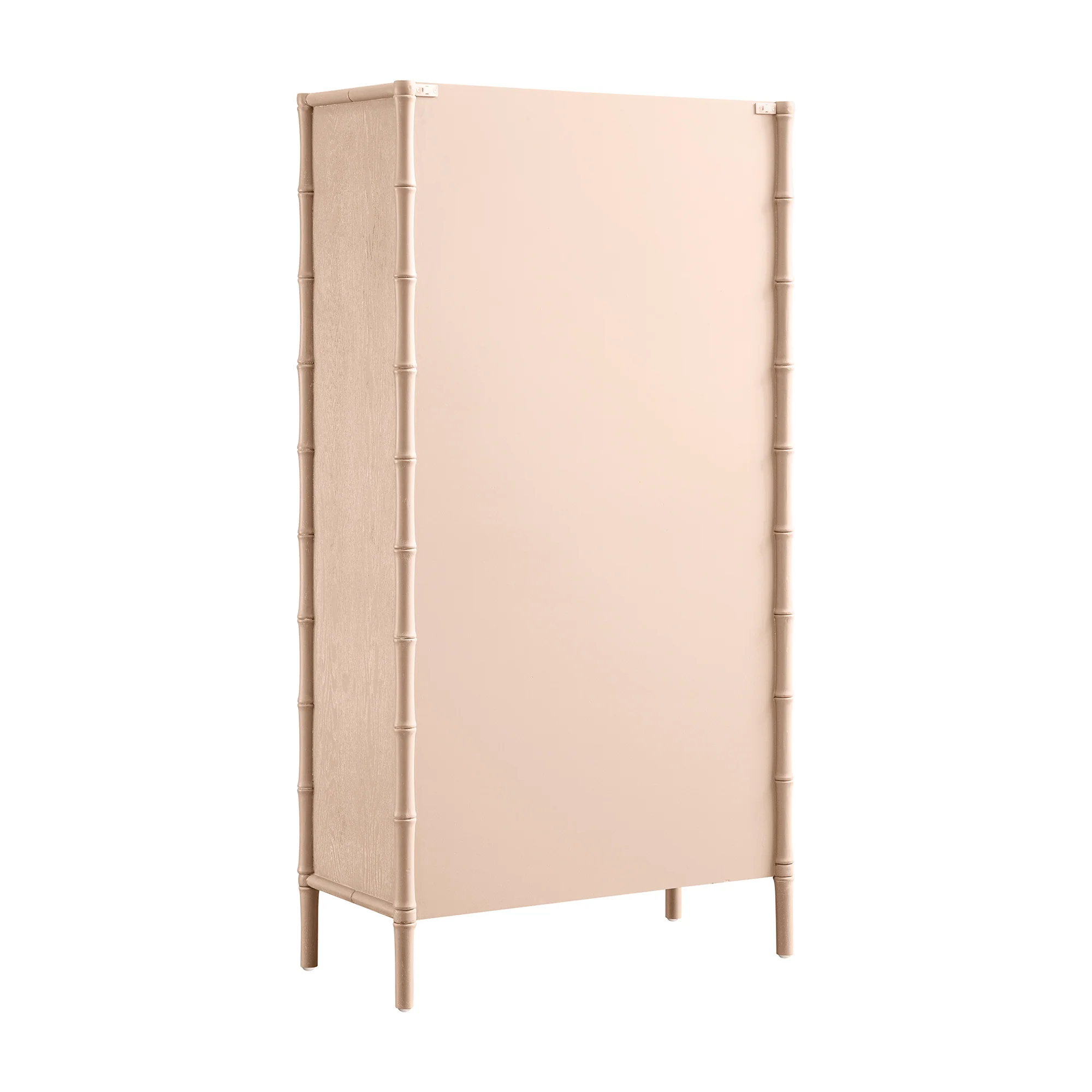 Elstowe Faux Bamboo and Fluted Glass 2-Door Cabinet, Nude Pink - Image 15