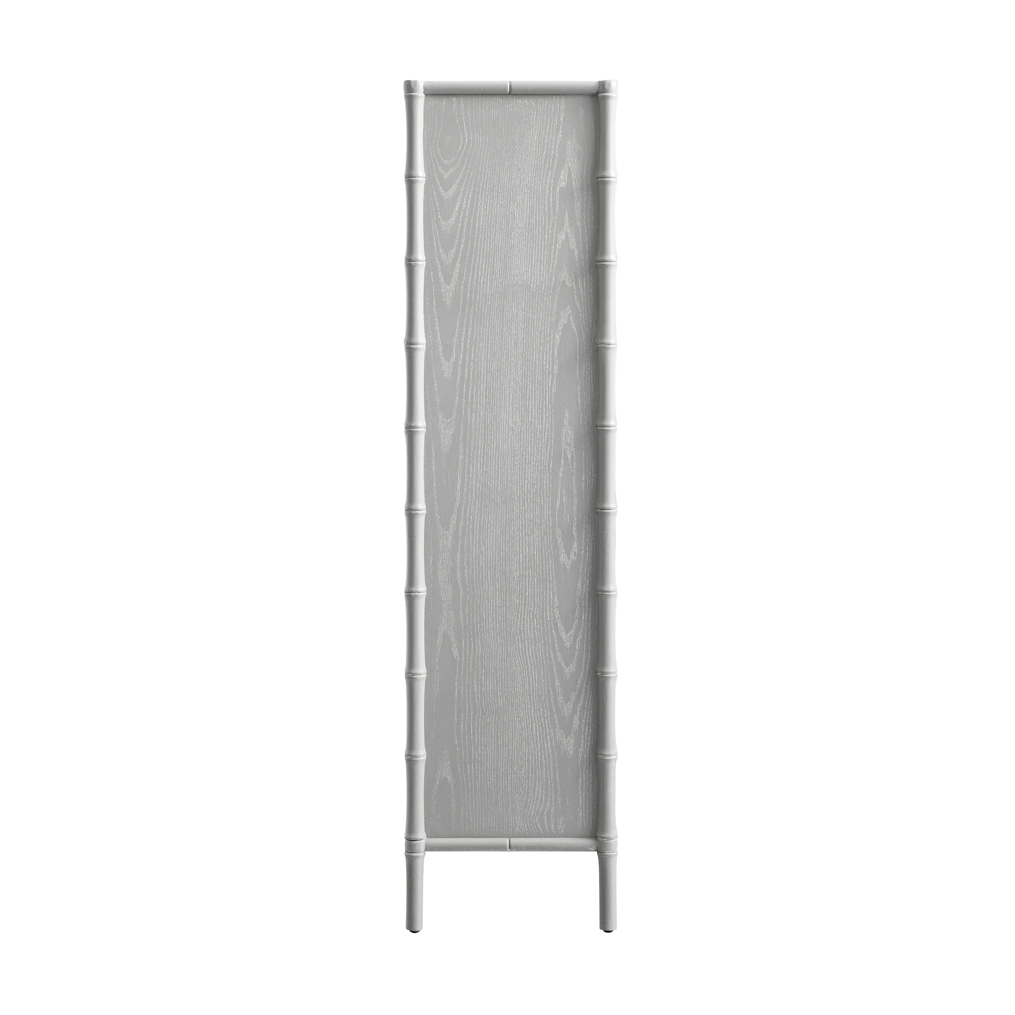 Elstowe Faux Bamboo and Fluted Glass 2-Door Cabinet, Warm Grey - Image 14