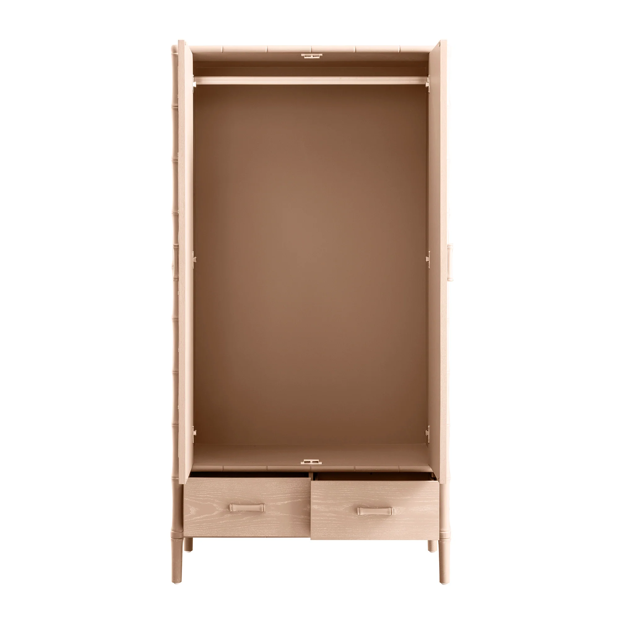 Elstowe Faux Bamboo Double Wardrobe, Nude Pink - Image 11