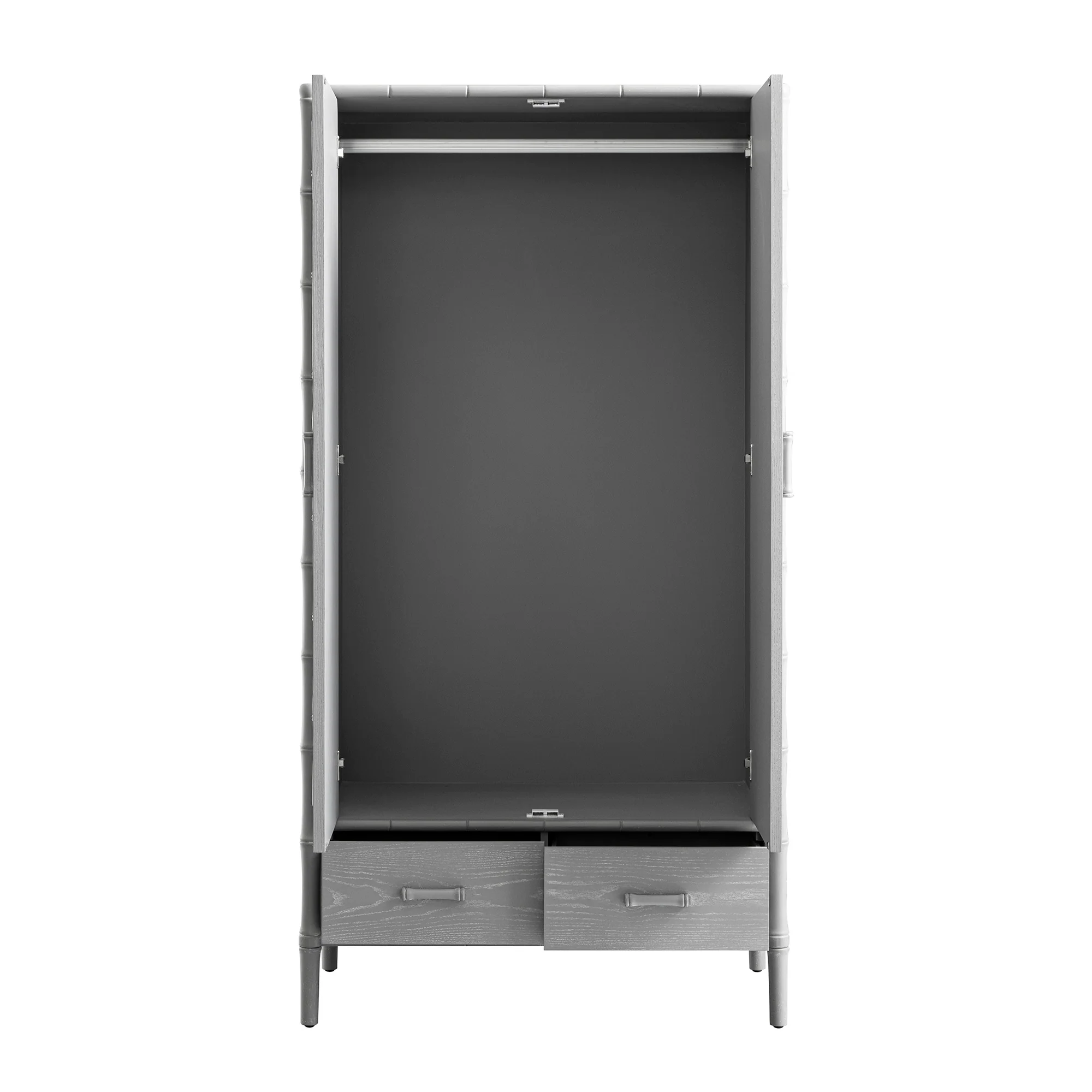 Elstowe Faux Bamboo Double Wardrobe, Warm Grey - Image 11