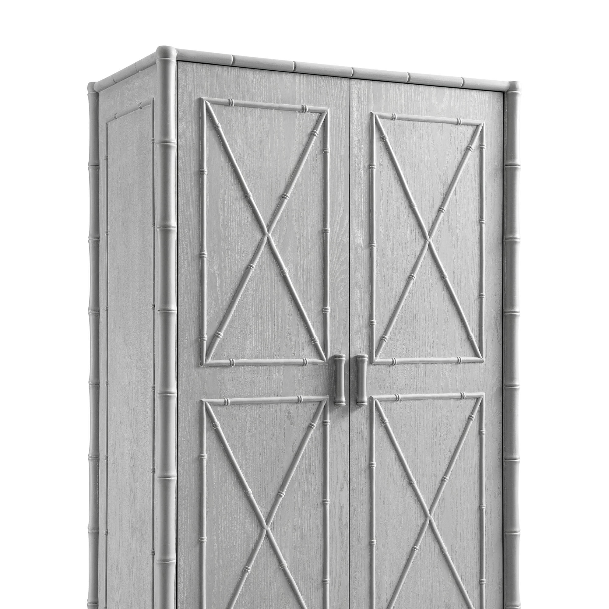 Elstowe Faux Bamboo Double Wardrobe, Warm Grey - Image 14