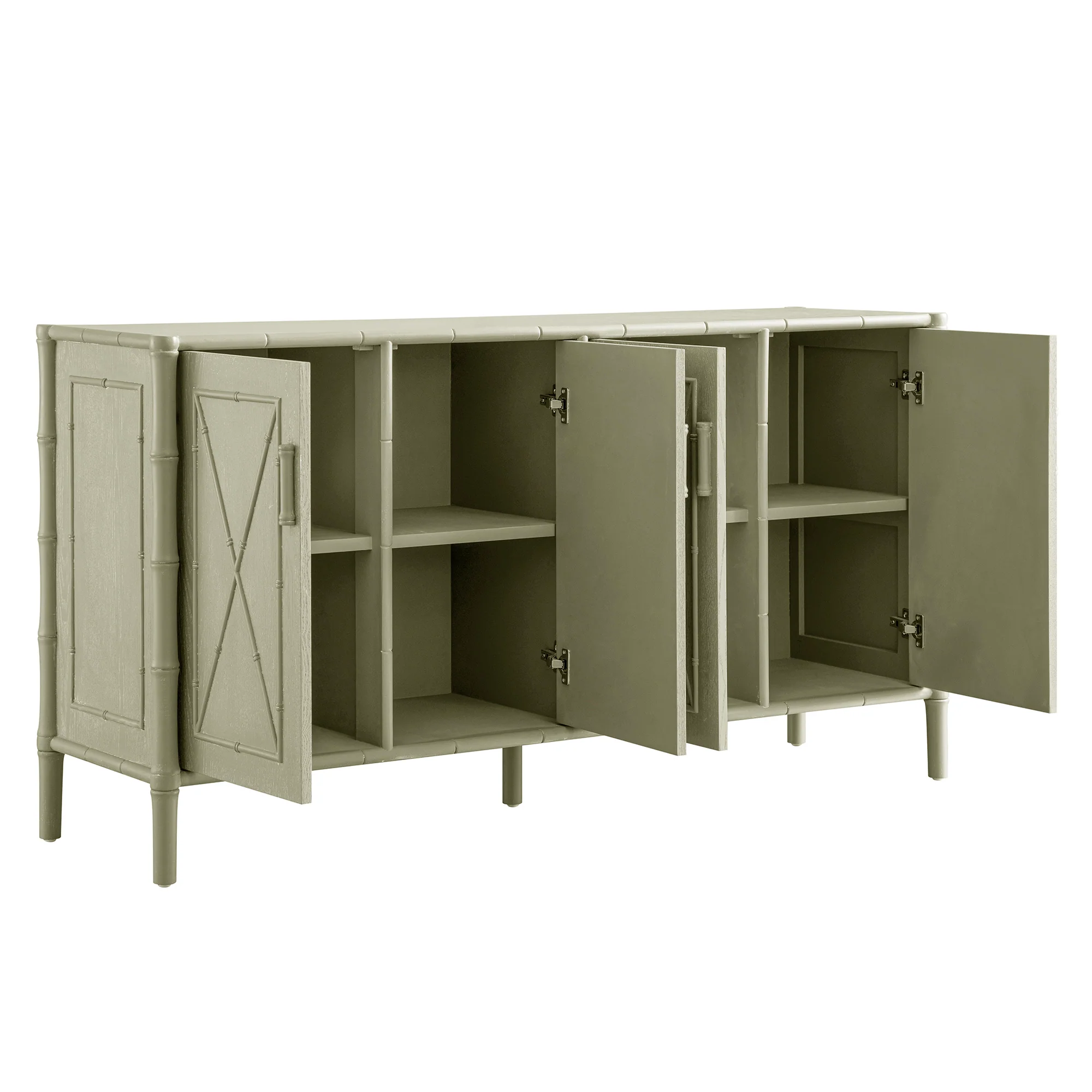 Elstowe Faux Bamboo Large Sideboard, Sage Green - Image 11