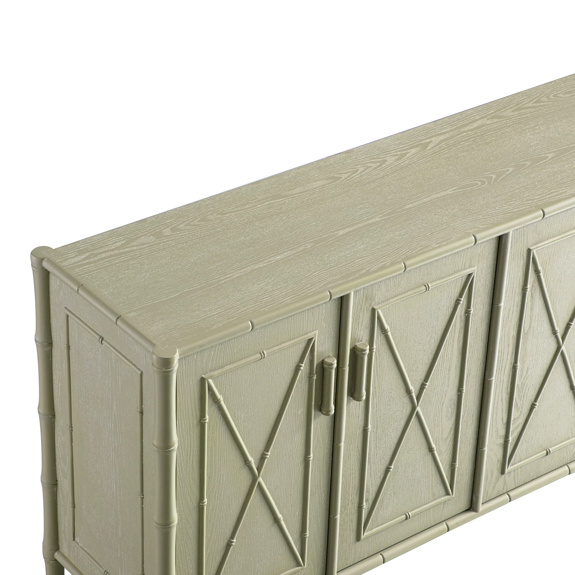 Elstowe Faux Bamboo Large Sideboard, Sage Green - Image 16