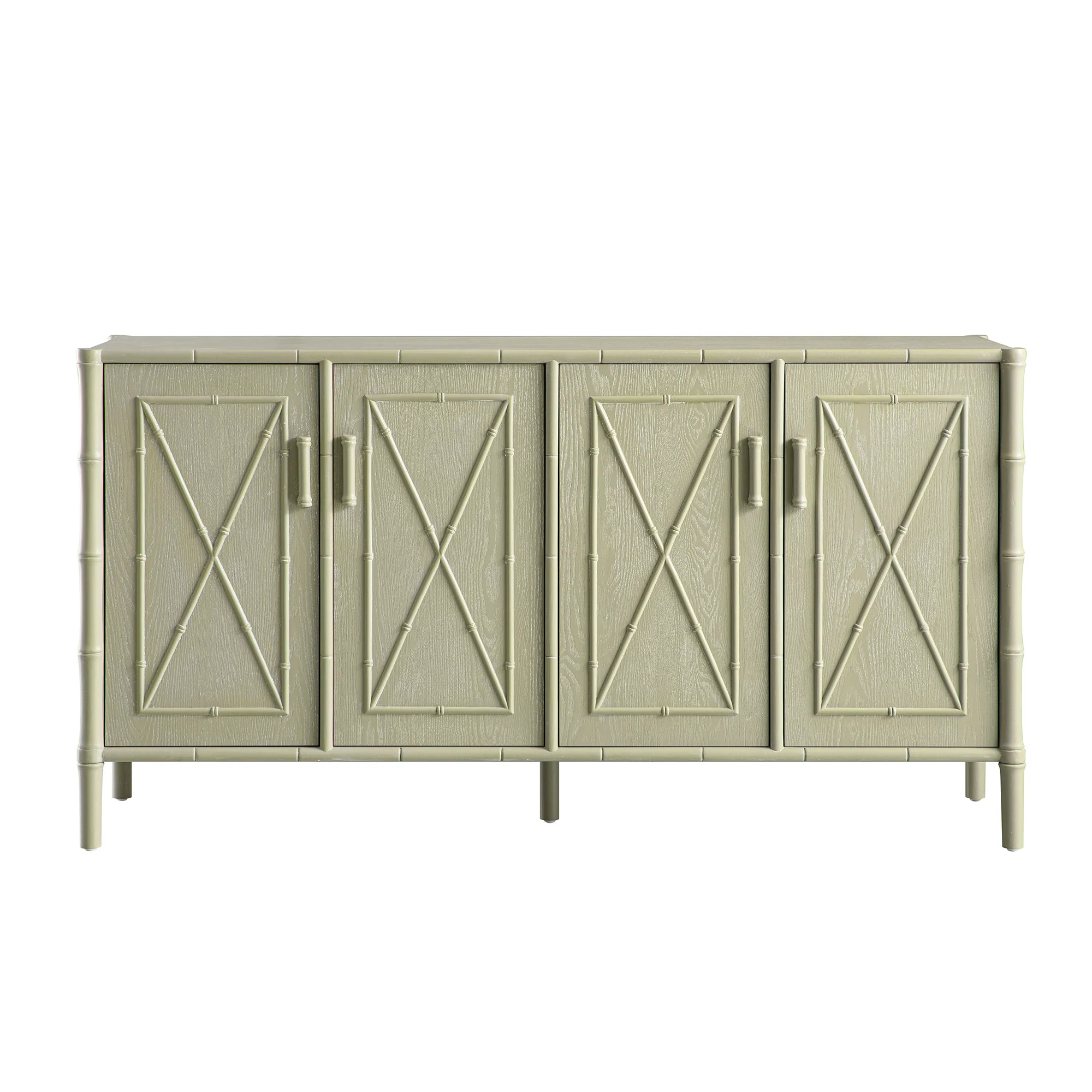 Elstowe Faux Bamboo Large Sideboard, Sage Green - Image 8