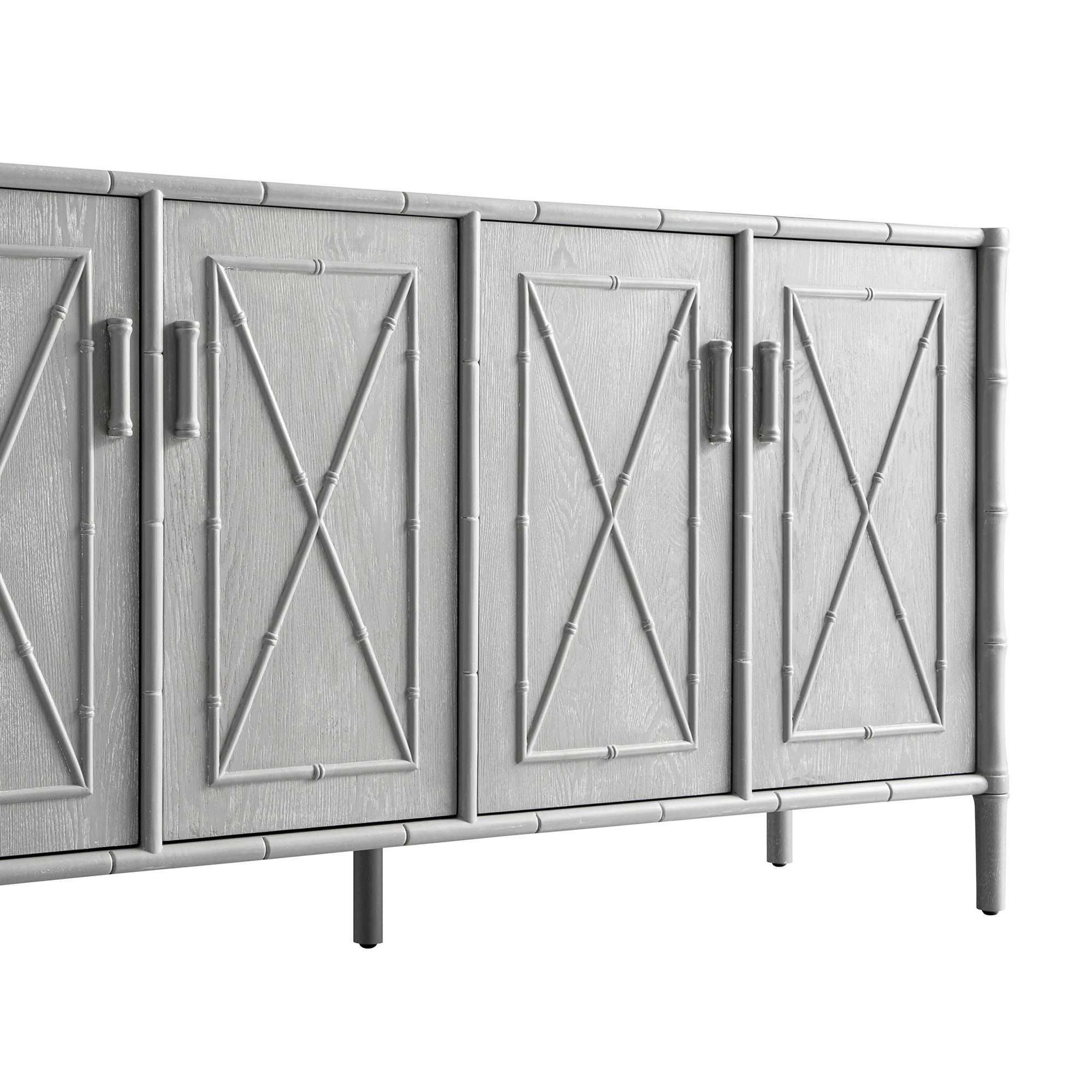 Elstowe Faux Bamboo Large Sideboard, Warm Grey - Image 15