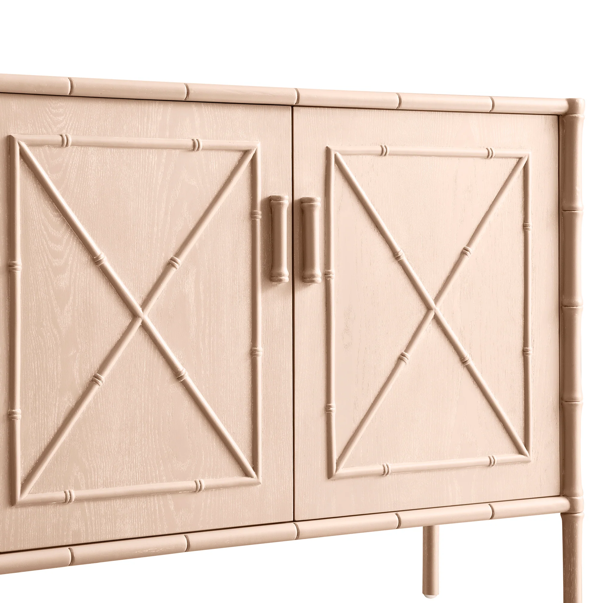 Elstowe Faux Bamboo Small Sideboard, Nude Pink - Image 14