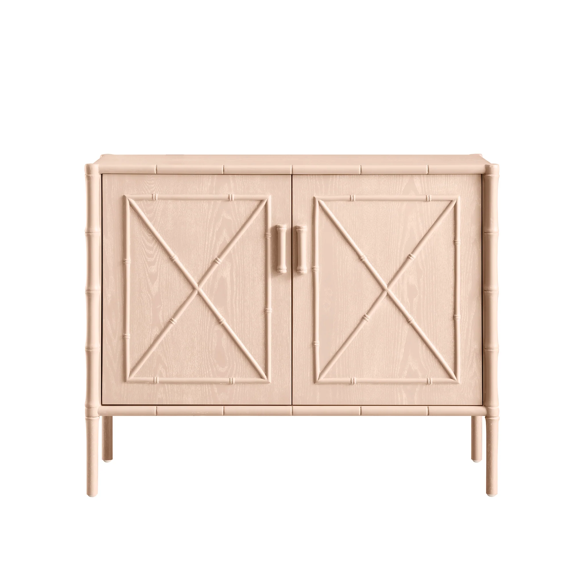 Elstowe Faux Bamboo Small Sideboard, Nude Pink - Image 7