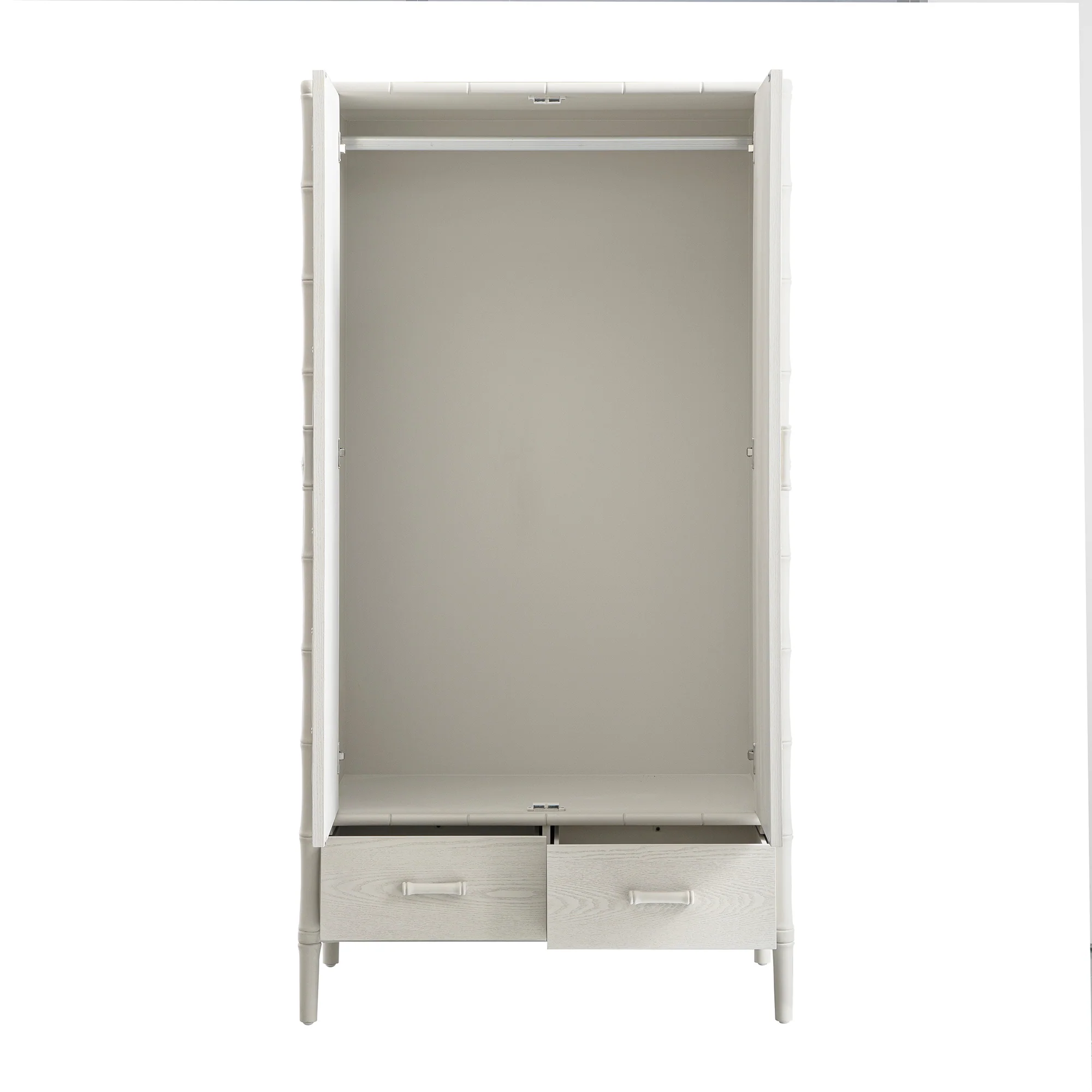Elstowe Faux Bamboo Double Wardrobe, Shaded White - Image 12