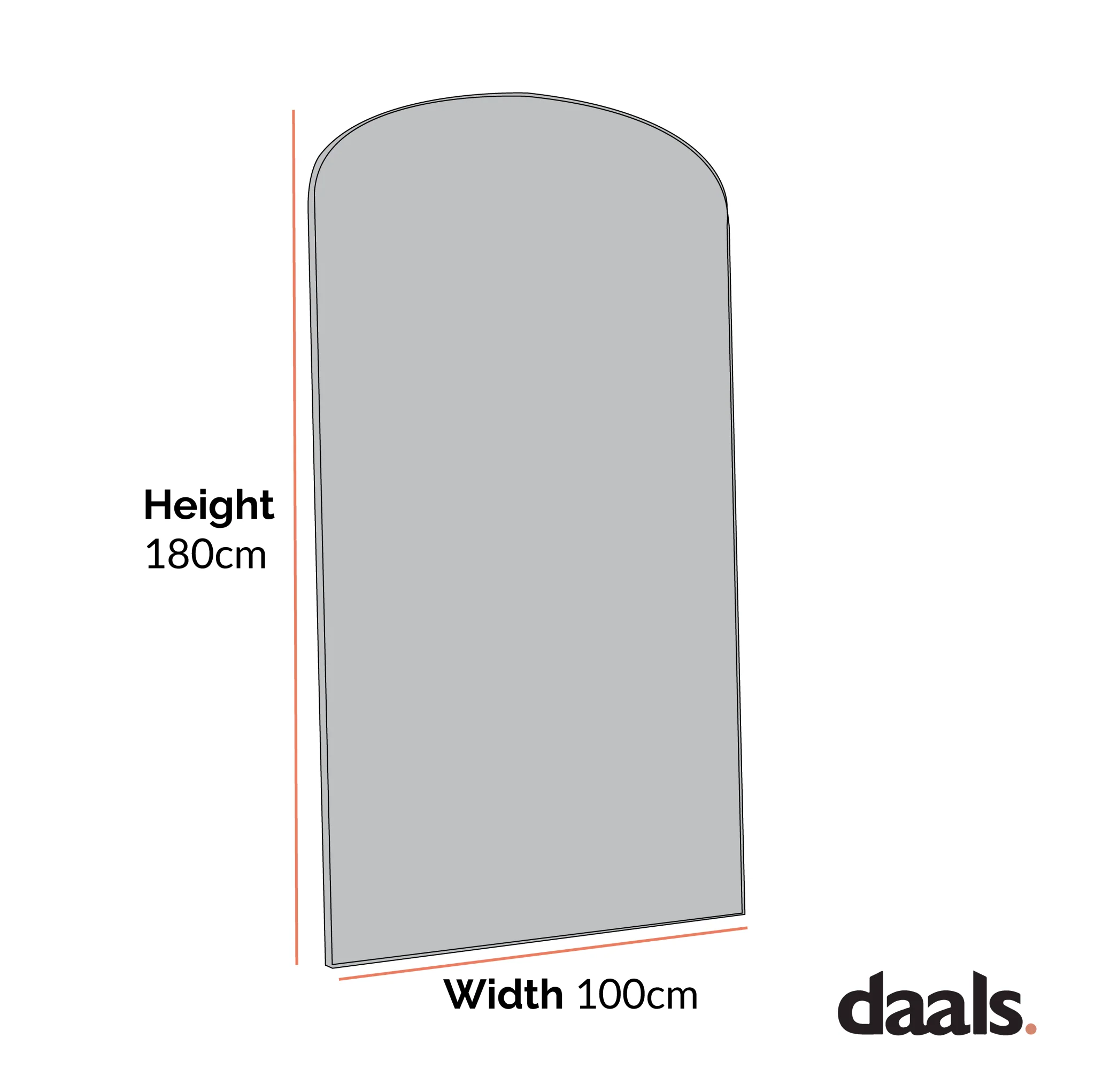 Emmy Extra-Large Black Arch Floor Mirror 180 x 100 cm - Image 5