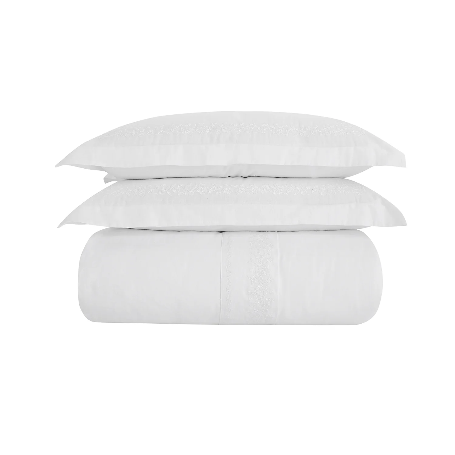 Esmeralda White Floral Embroidered Linen Blend Duvet Set - Image 8