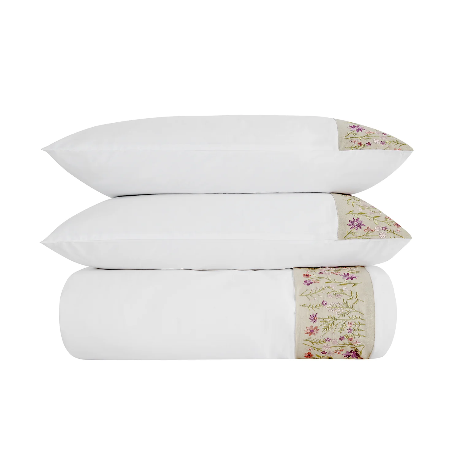 Evelyn Wildflower Embroidered 300 Thread Count Cotton Percale Duvet Set - Image 6