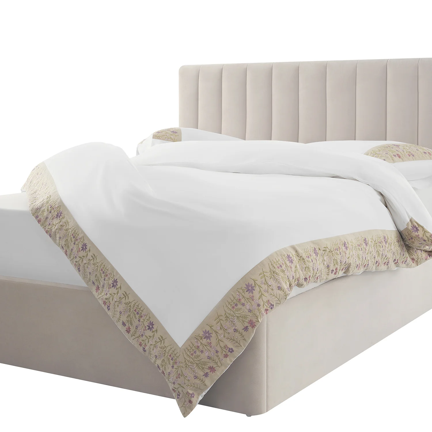 Evelyn Wildflower Embroidered 300 Thread Count Cotton Percale Duvet Set - Image 7