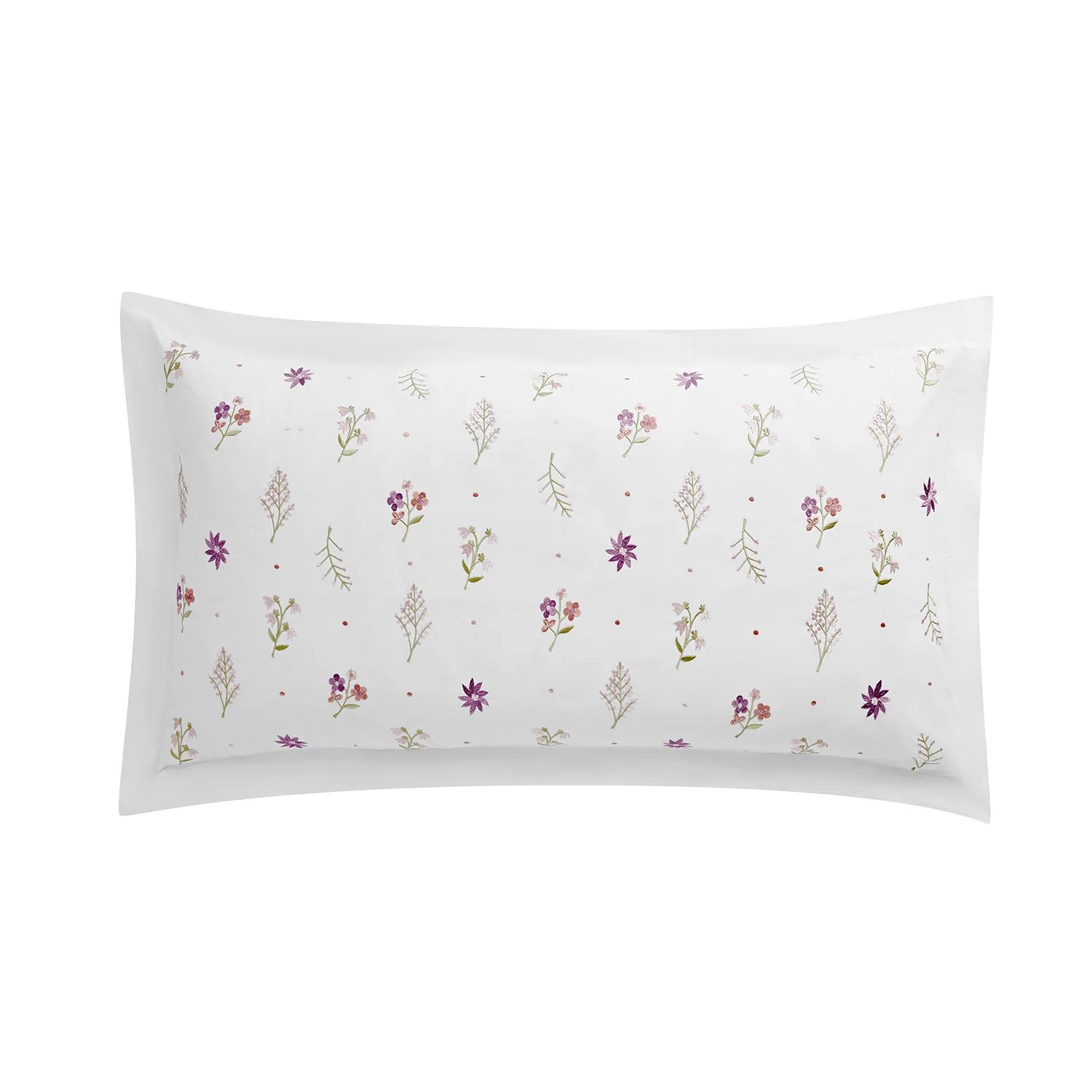 Evelyn Wildflower Embroidered 300 Thread Count Cotton Percale King Size Oxford Pillowcases - Pair - Image 4