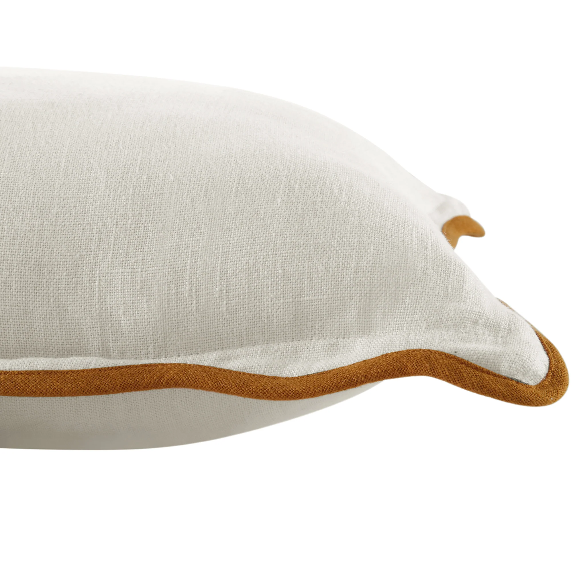 Evie Linen Butterscotch Scalloped Square Cushion - Image 2