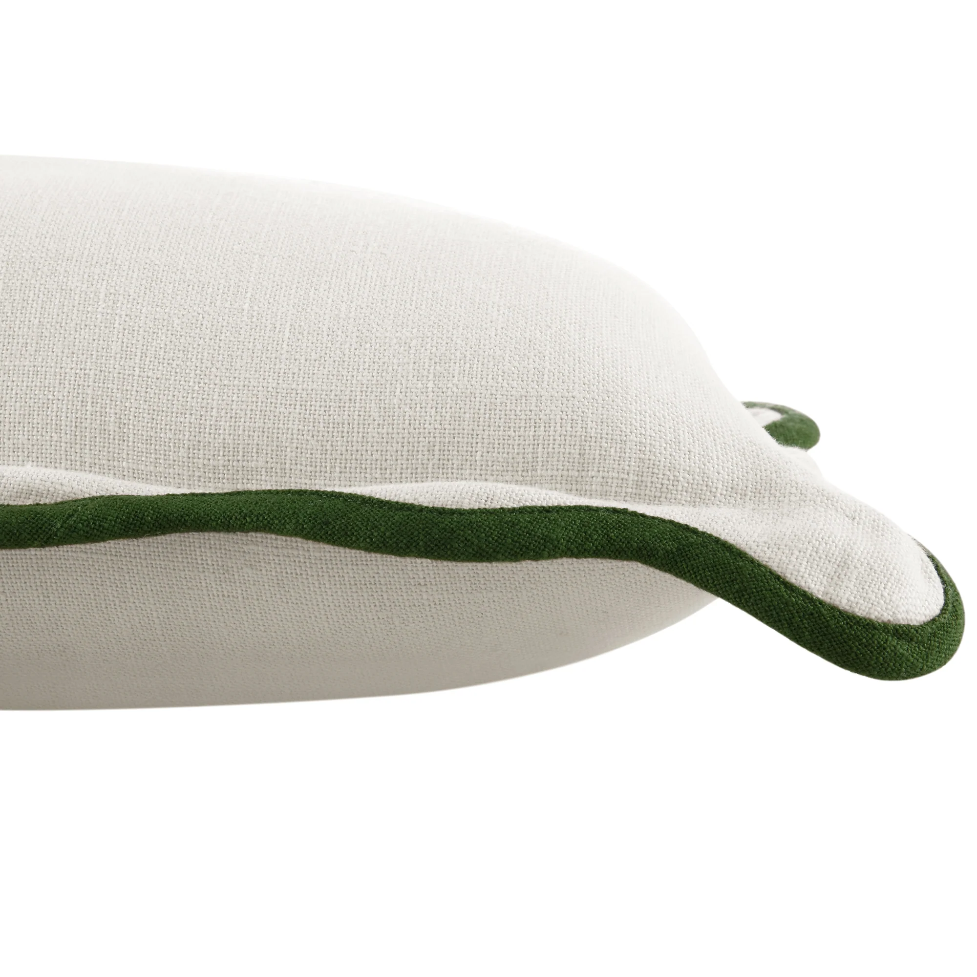 Evie Linen Cedar Green Scalloped Rectangular Cushion - Image 3