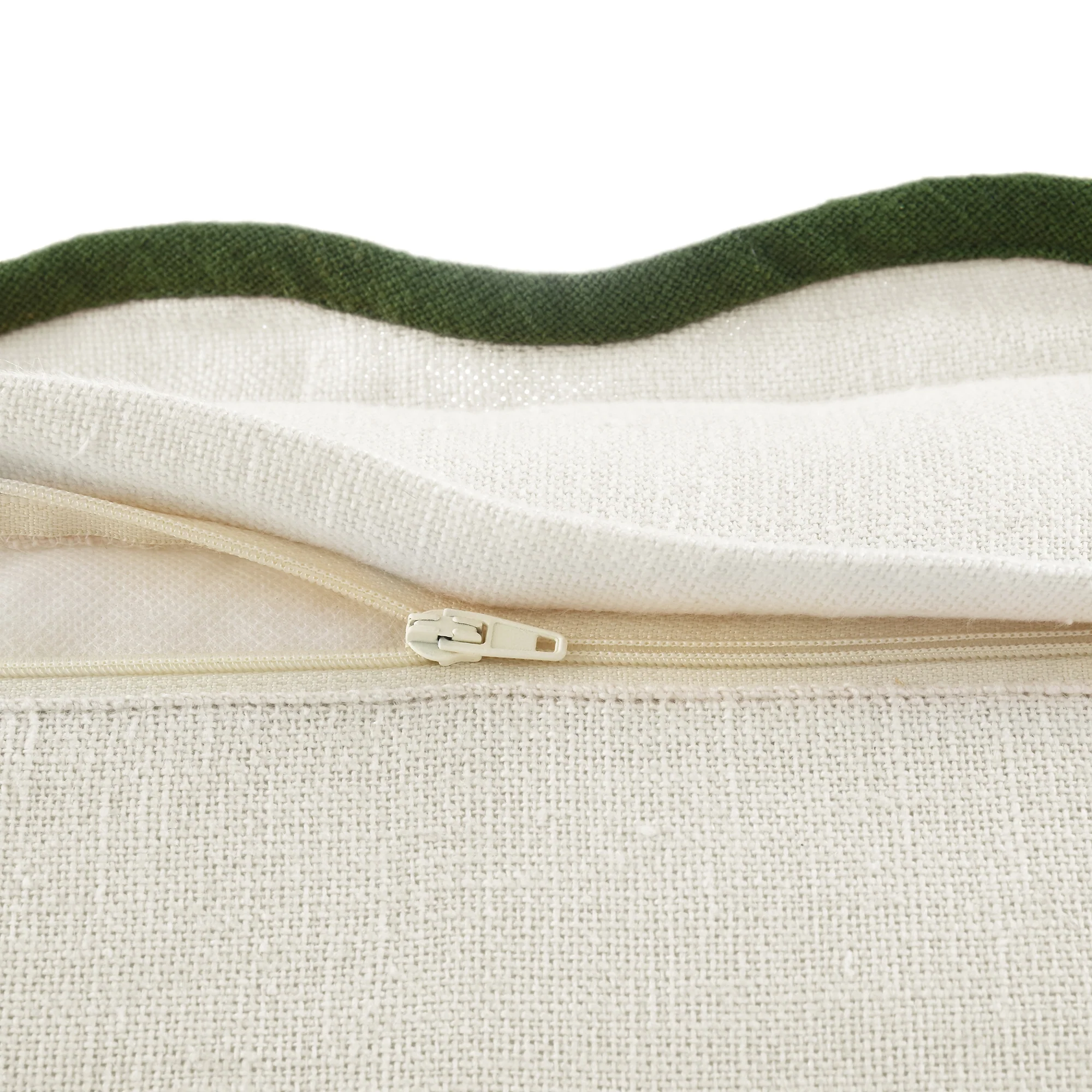 Evie Linen Cedar Green Scalloped Rectangular Cushion - Image 4