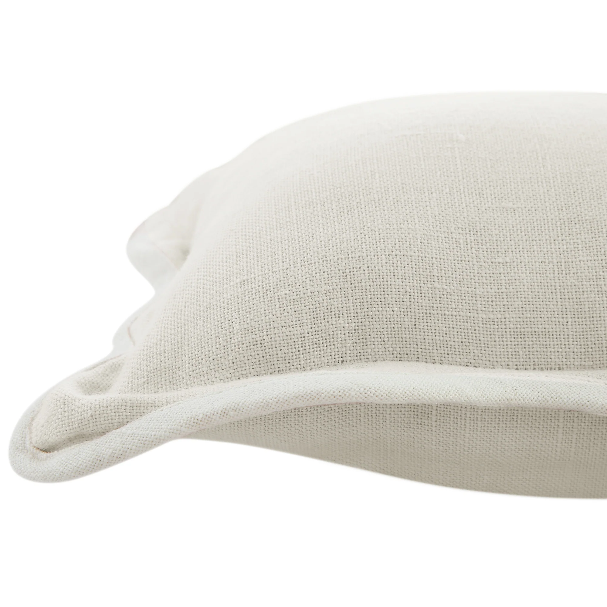 Evie Linen Powder White Scalloped Rectangular Cushion - Image 2