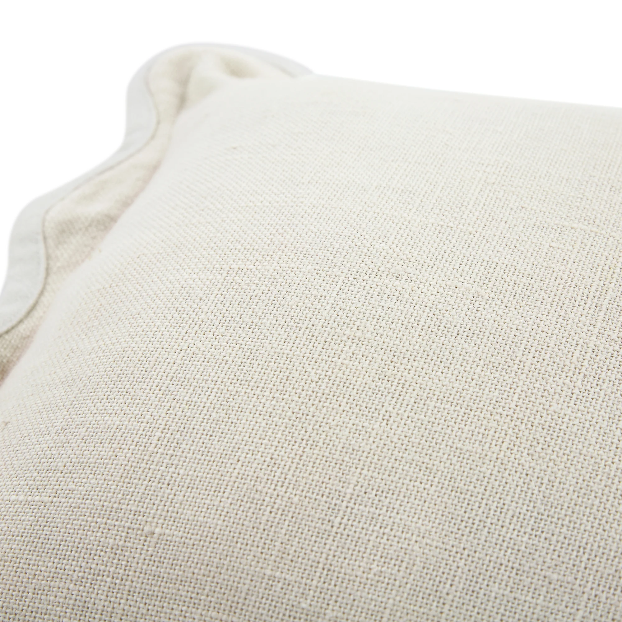 Evie Linen Powder White Scalloped Rectangular Cushion - Image 4