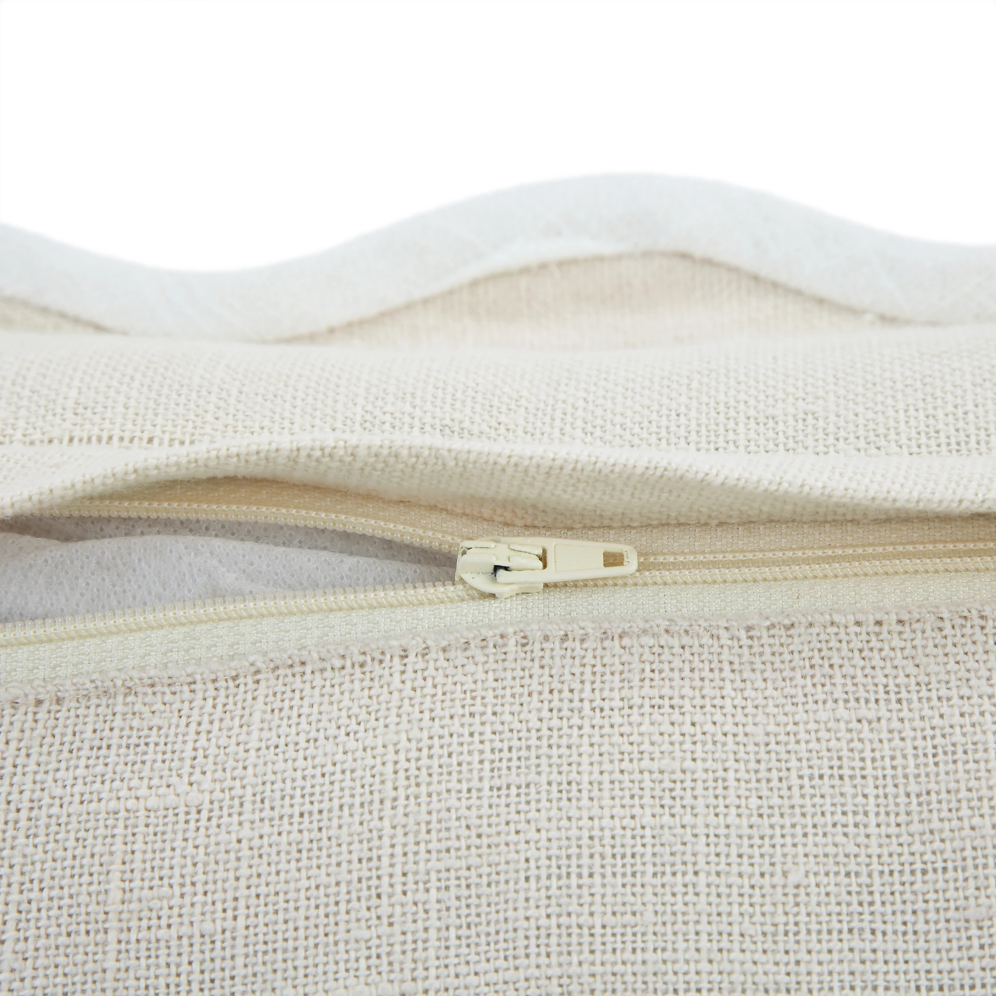 Evie Linen Powder White Scalloped Rectangular Cushion - Image 5