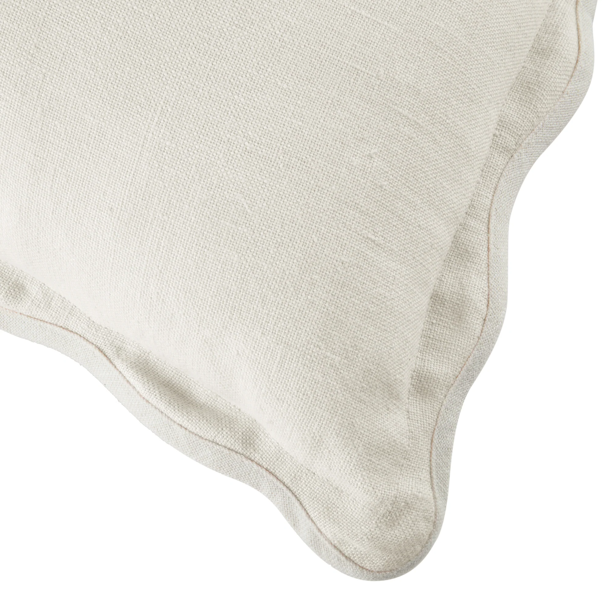 Evie Linen Powder White Scalloped Square Cushion - Image 3