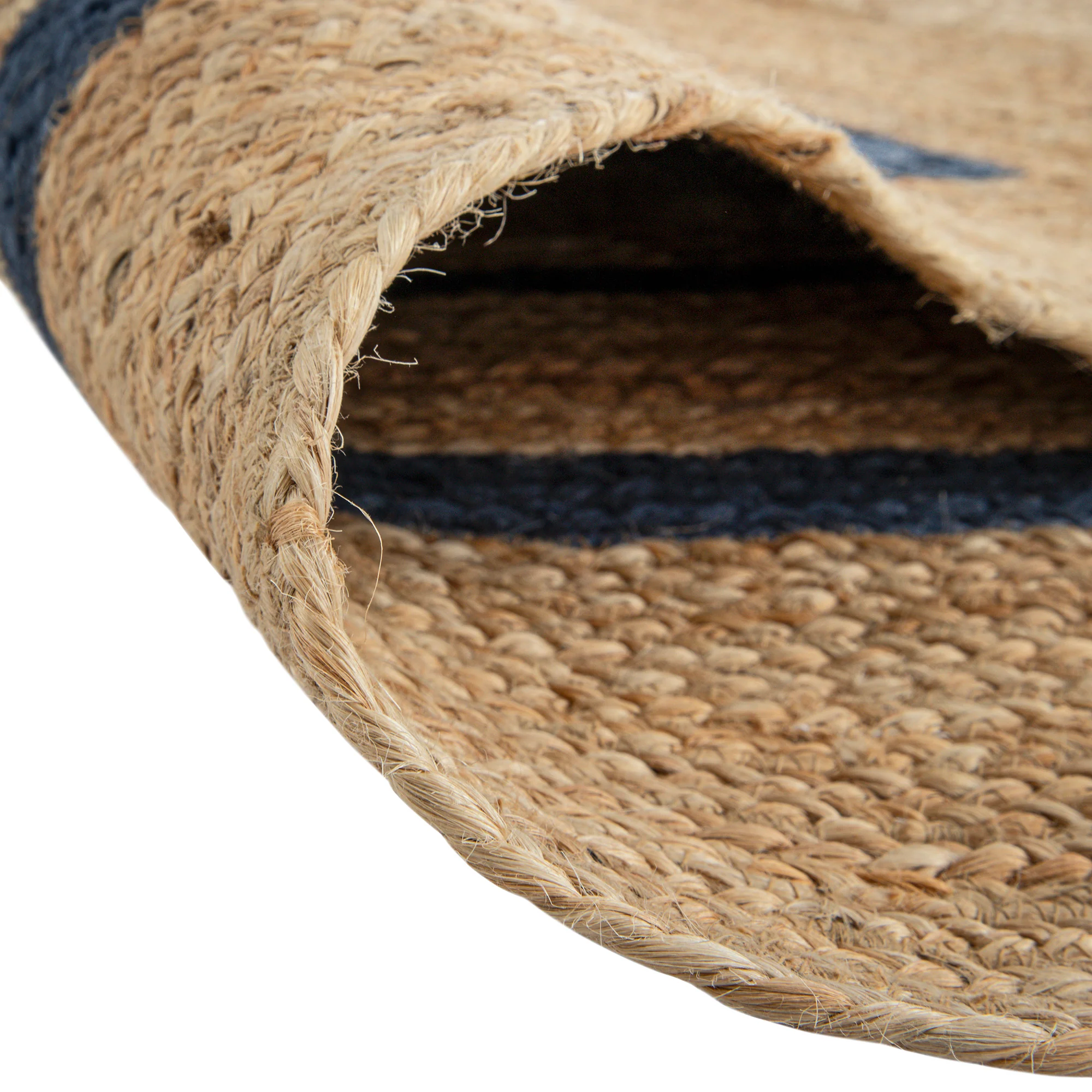 Evie Hand Braided Jute Scallop Navy Blue Border Rectangular Rug - Image 8