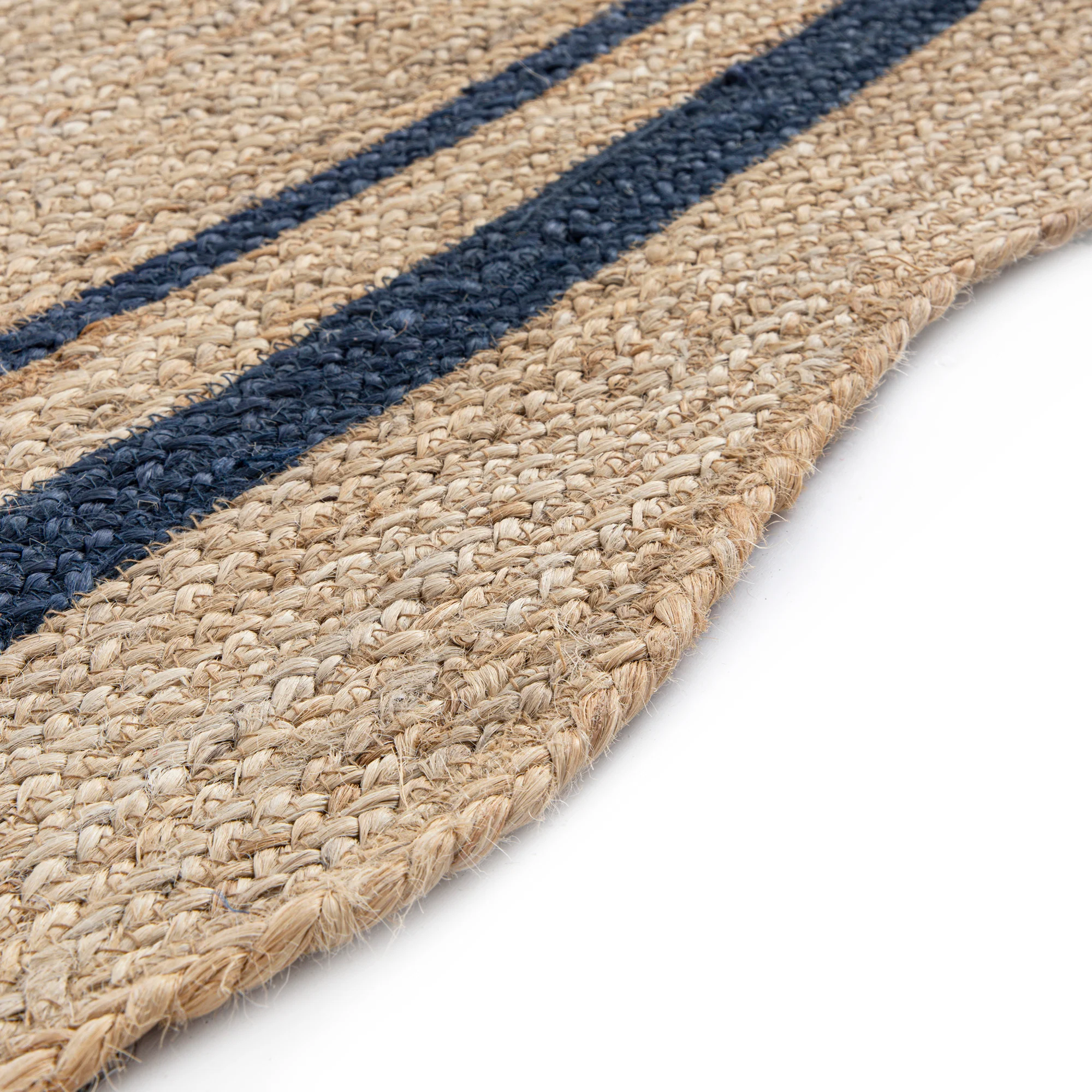 Evie Hand Braided Jute Scallop Navy Blue Runner - Image 6