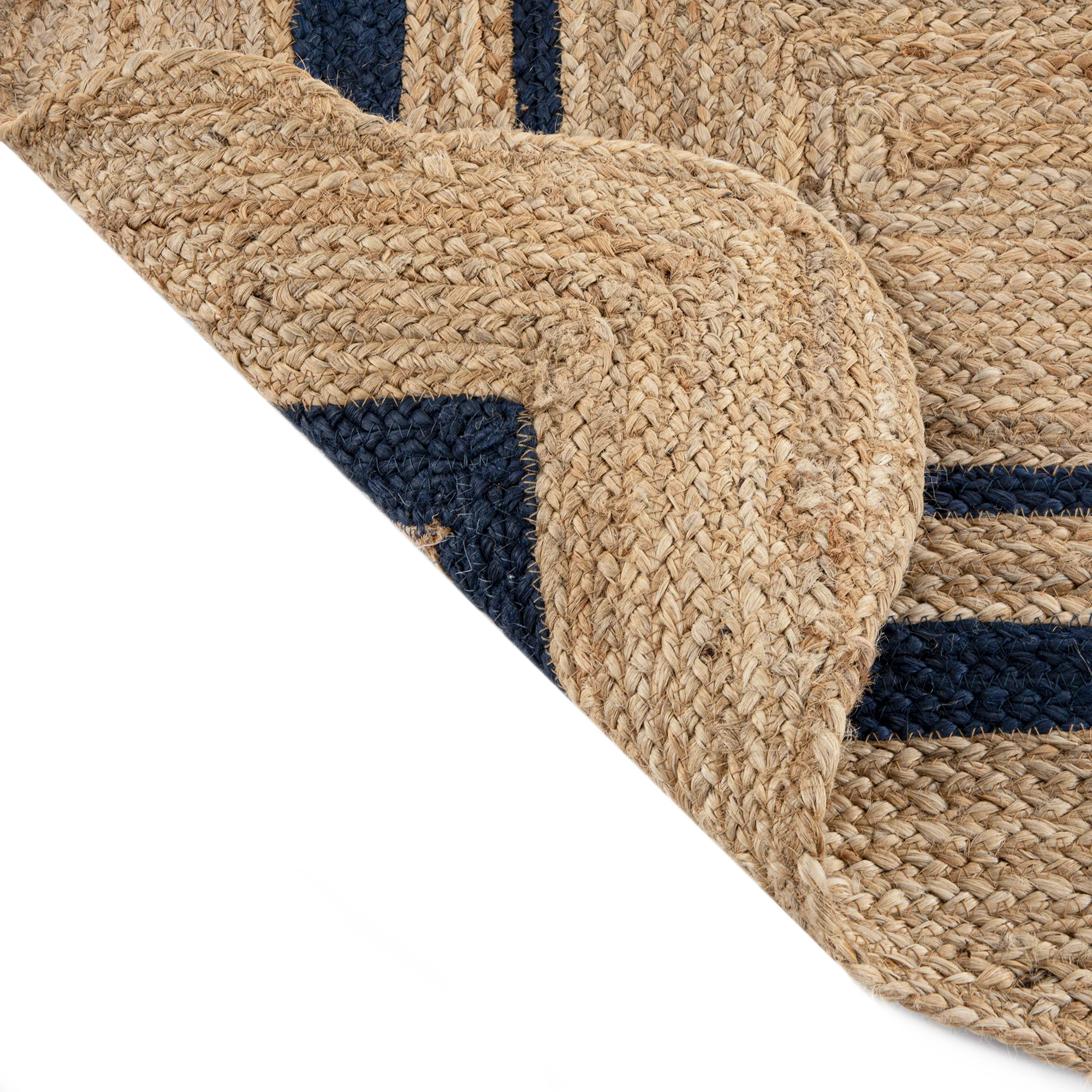 Evie Hand Braided Jute Scallop Navy Blue Runner - Image 7
