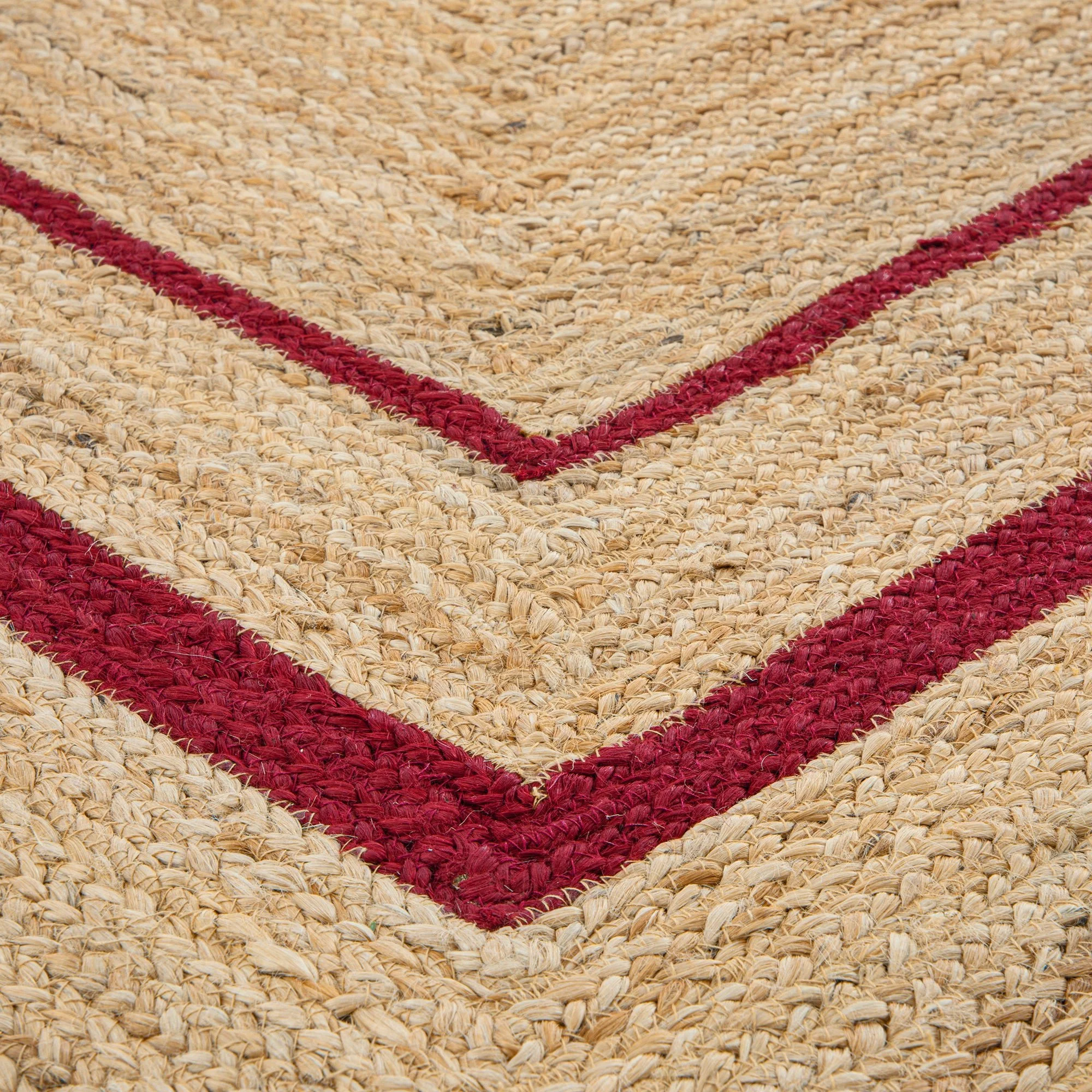 Evie Hand Braided Jute Scallop Scarlet Red Border Rectangular Rug - Image 6