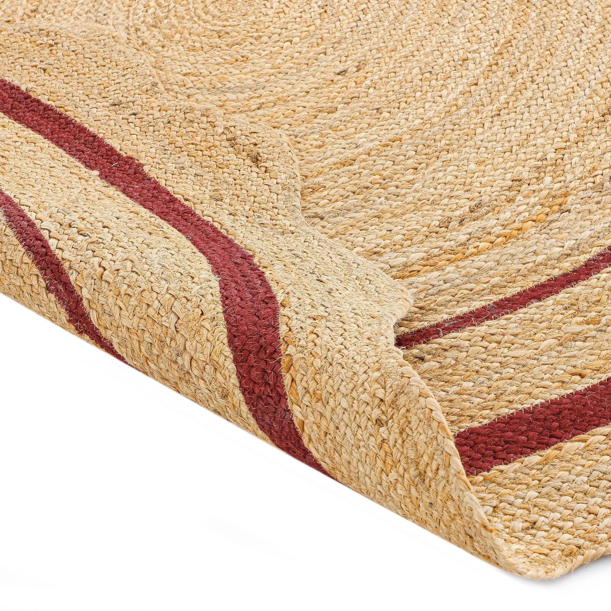 Evie Hand Braided Jute Scallop Scarlet Red Round Rug - Image 5