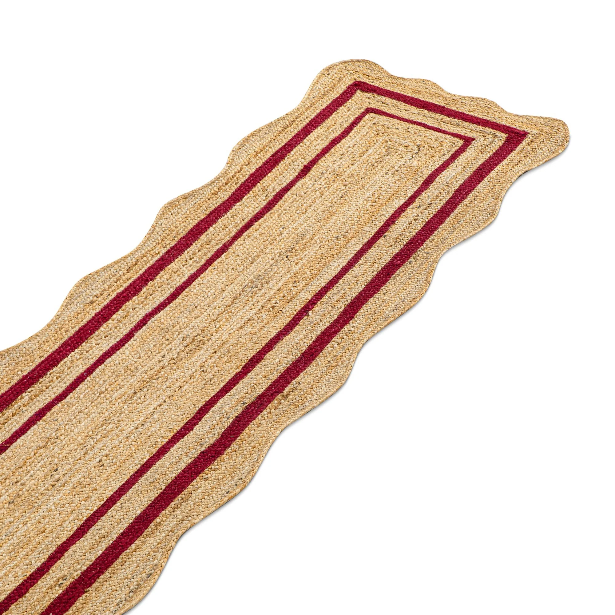 Evie Hand Braided Jute Scallop Scarlet Red Runner - Image 2