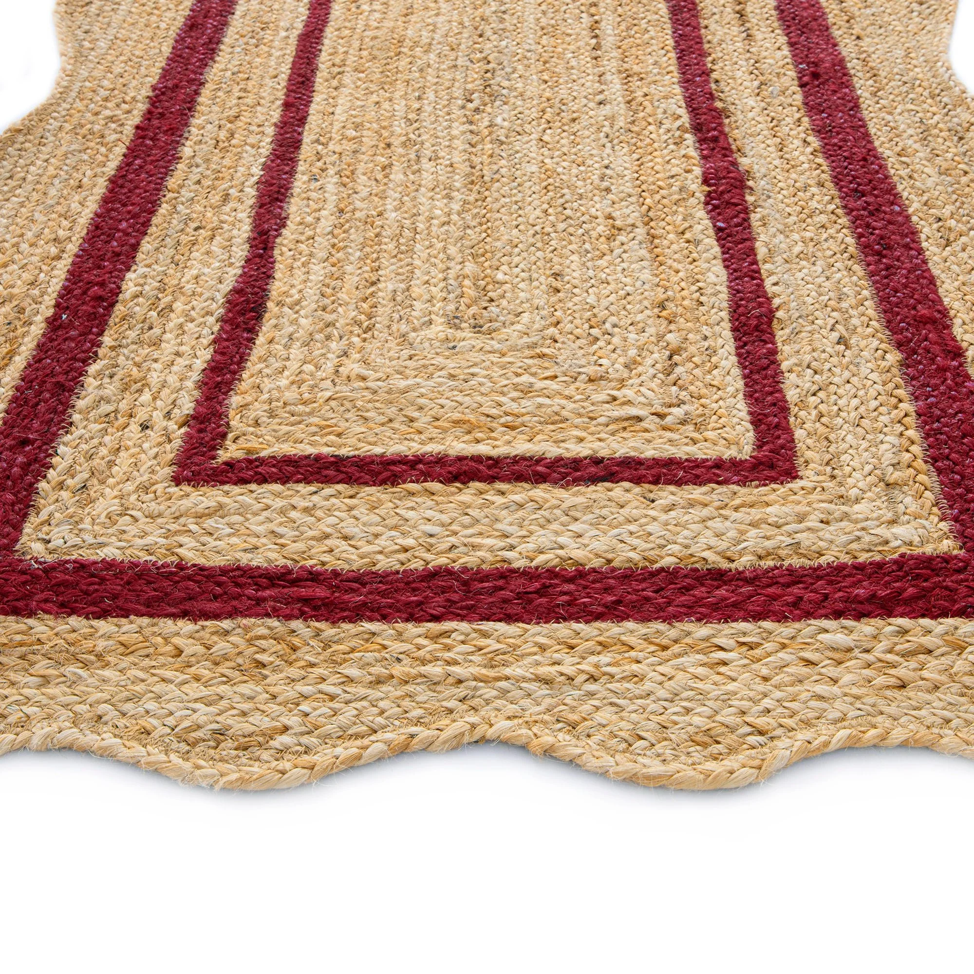 Evie Hand Braided Jute Scallop Scarlet Red Runner - Image 4