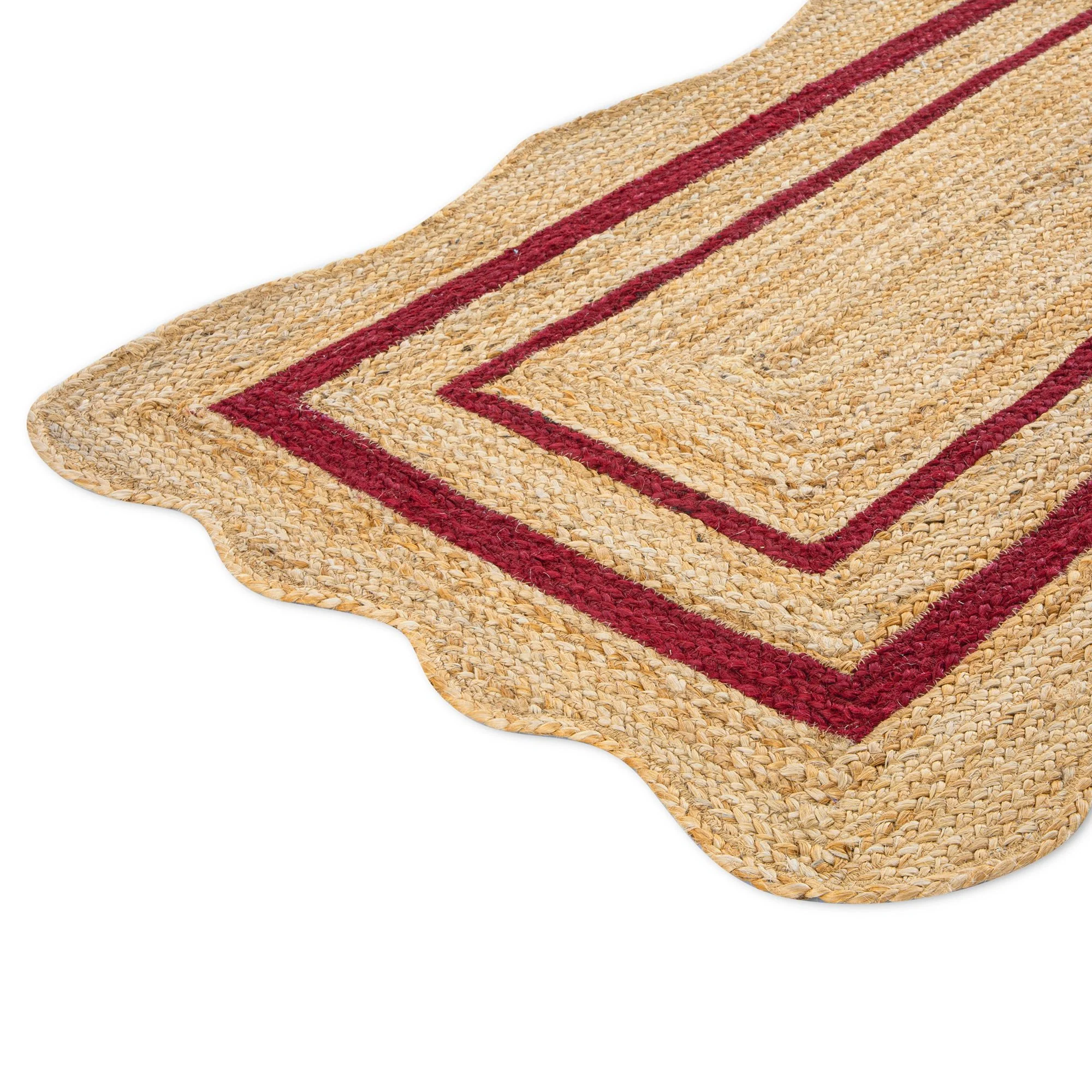 Evie Hand Braided Jute Scallop Scarlet Red Runner - Image 5