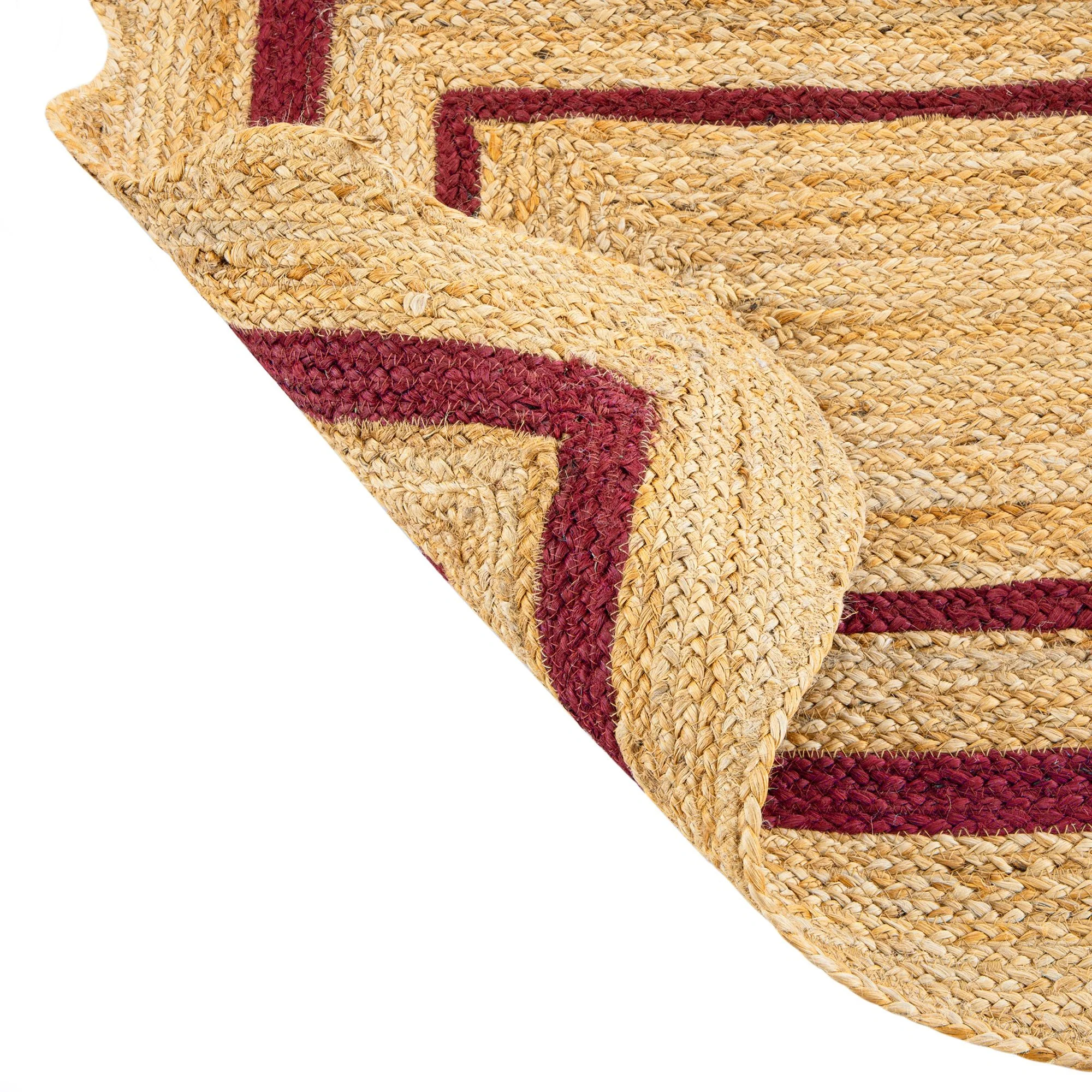Evie Hand Braided Jute Scallop Scarlet Red Runner - Image 7