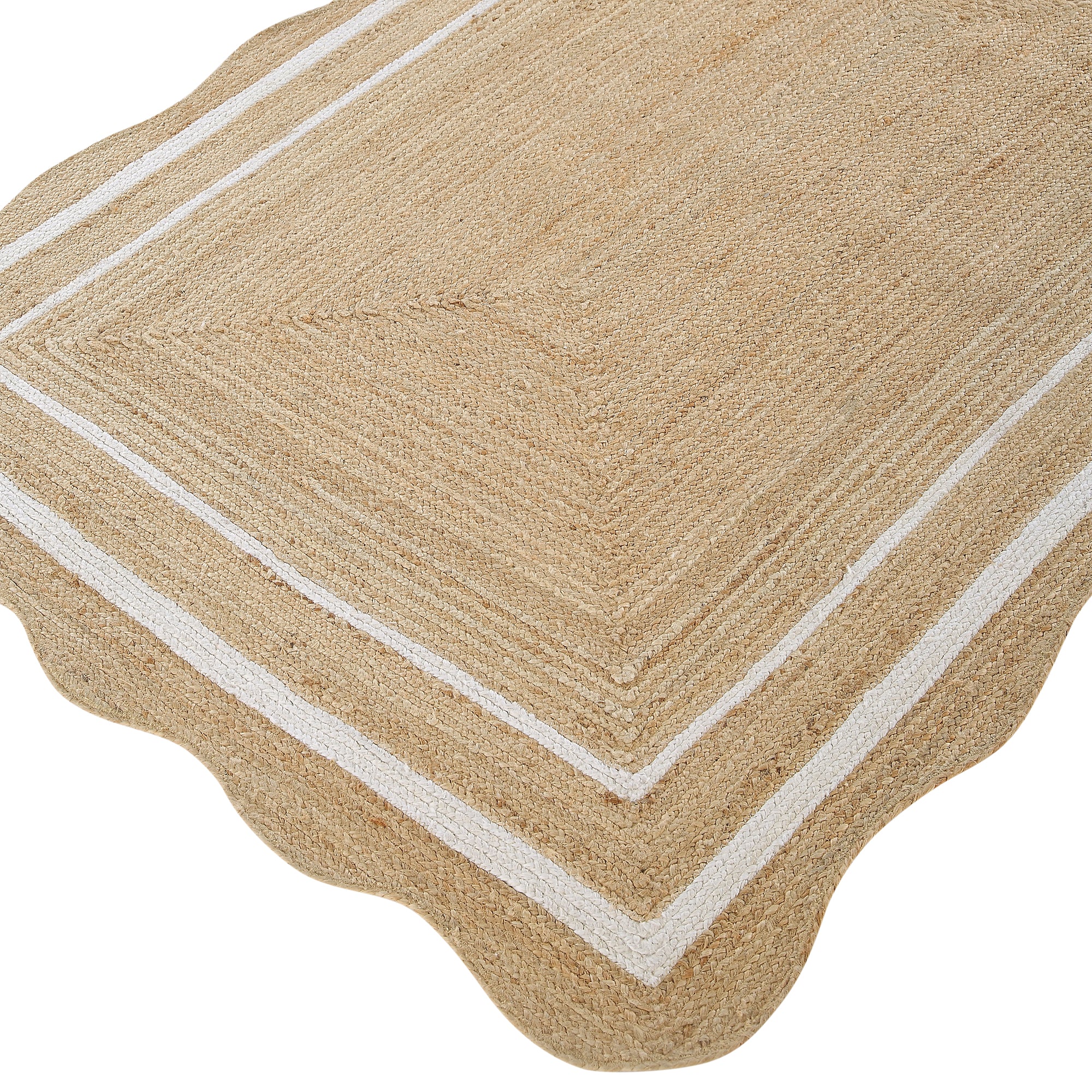 Evie Hand Braided Jute Scallop Rectangular Rug - Image 5