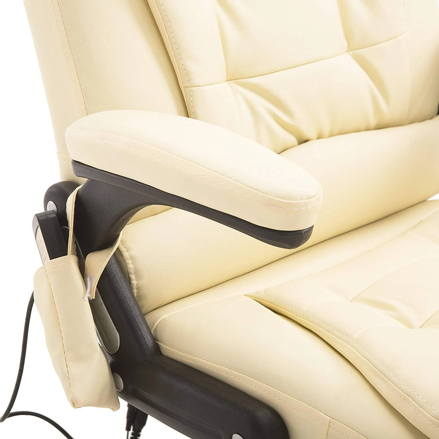 Executive Recline Padded Swivel Office Chair with Vibrating Massage Function, MM17 Cream - Image 7