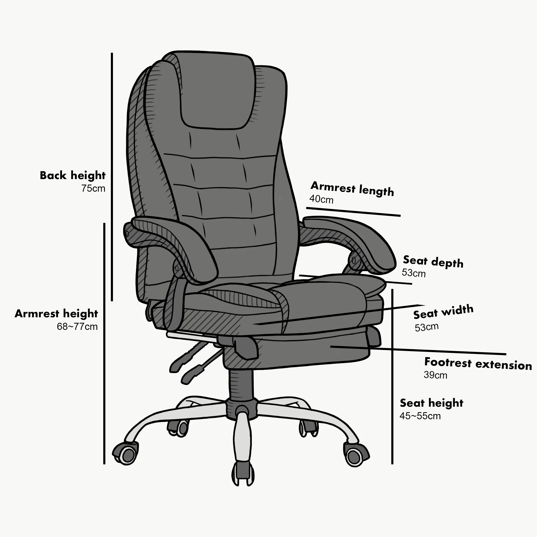 Luxury Extra Padded High Back Recline Faux Leather Relaxing Executive Chair With Footrest, MR34 Black - Image 3