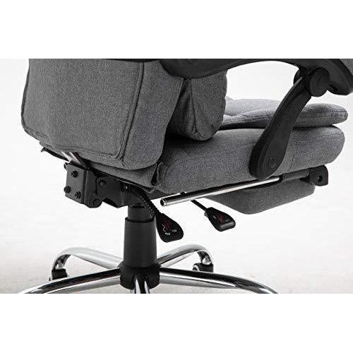 Executive Reclining Desk Chair with Footrest, Headrest and Lumbar Cushion Support, Grey Fabric - Image 9