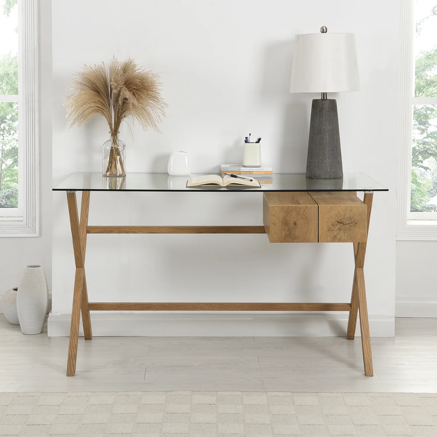 Exton 1-Drawer Glass Desk - Image 3