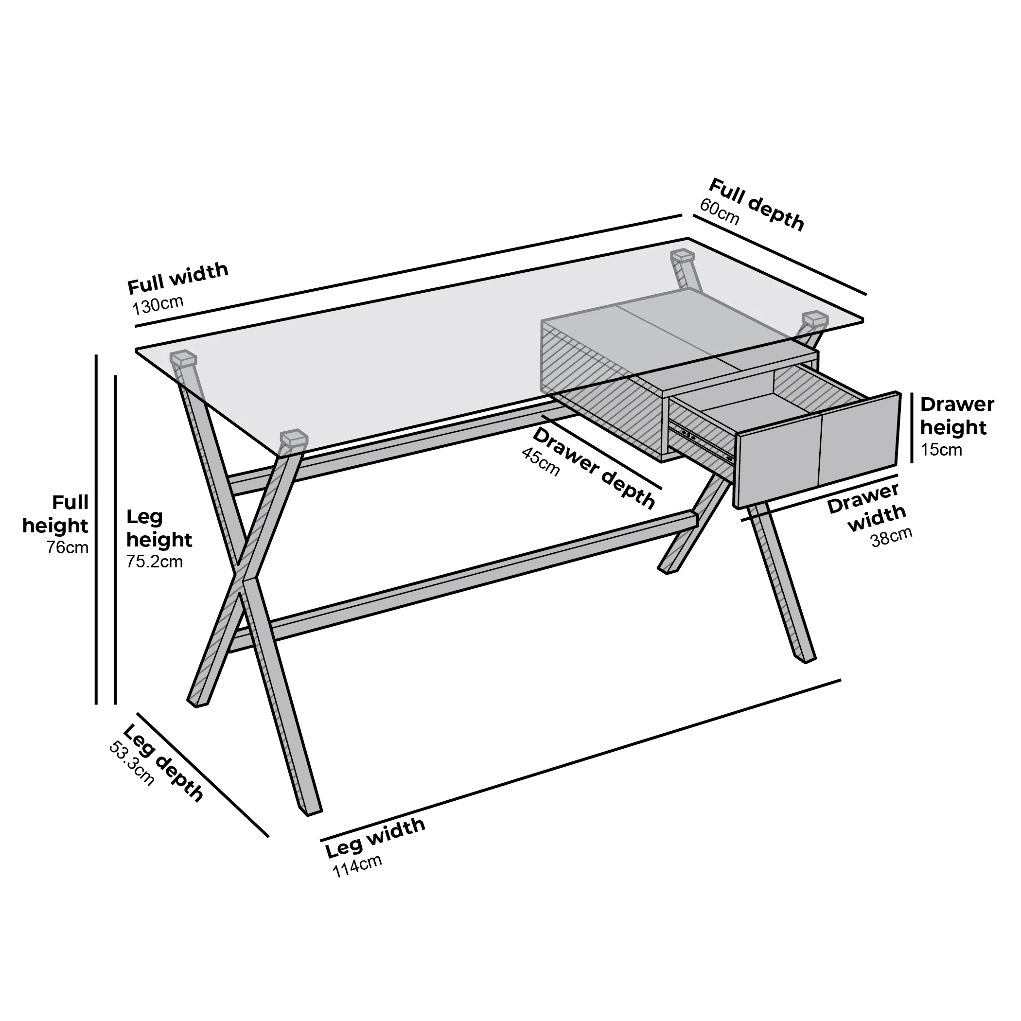 Exton 1-Drawer Glass Desk - Image 6