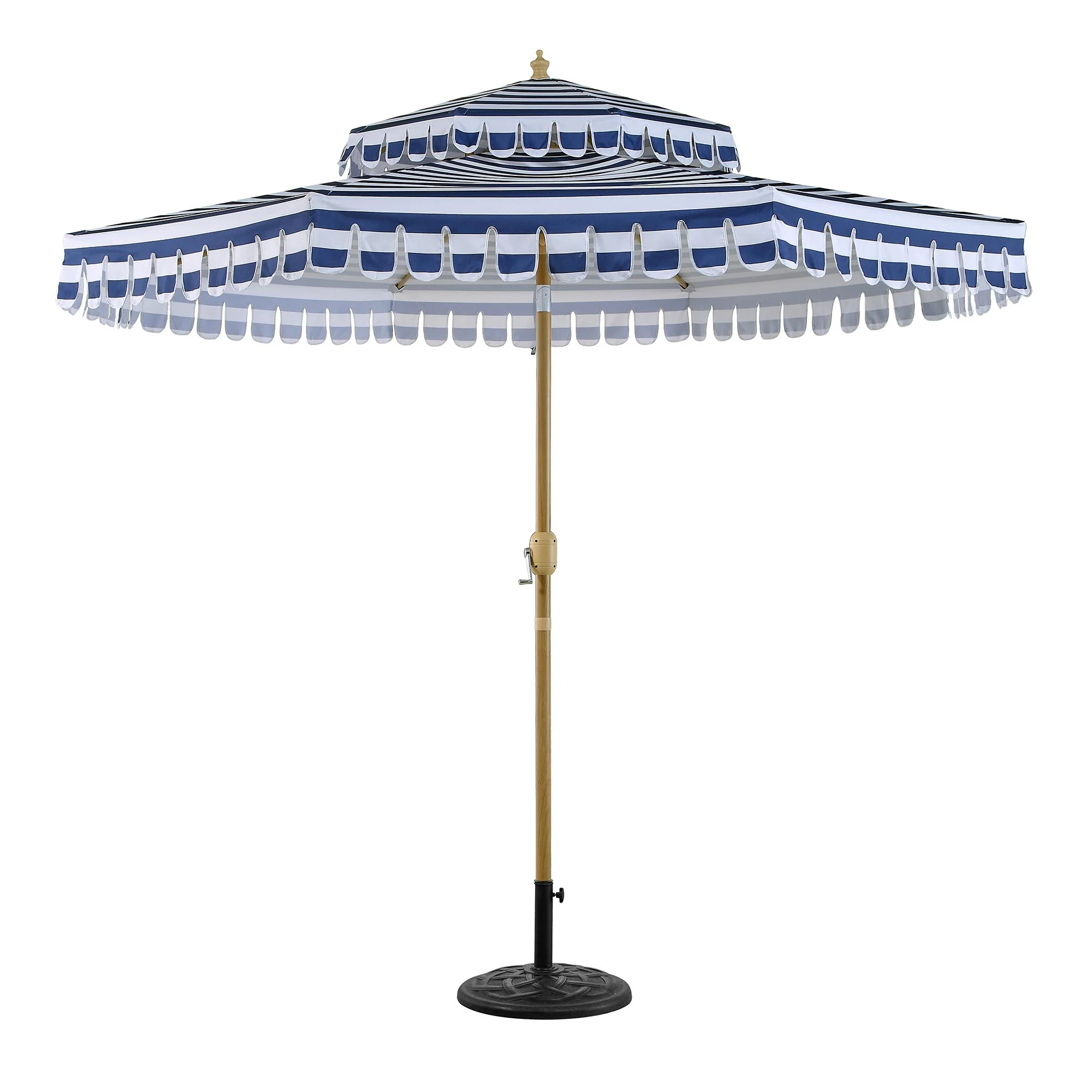 Fabienne Blue and White Striped 3M Double Top Crank and Tilt Parasol - Image 4