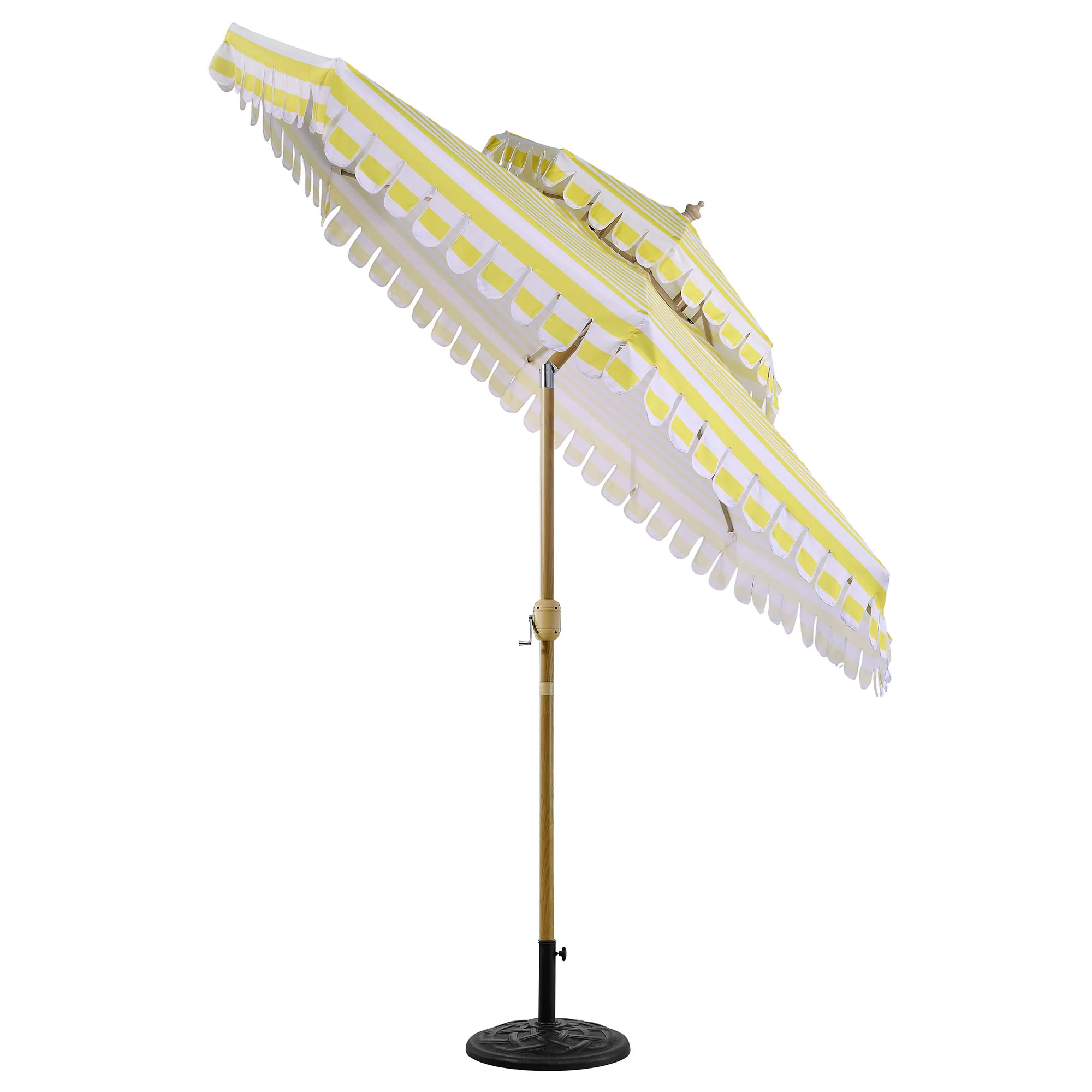 Fabienne Yellow and White Striped 3M Double Top Crank and Tilt Parasol - Image 5