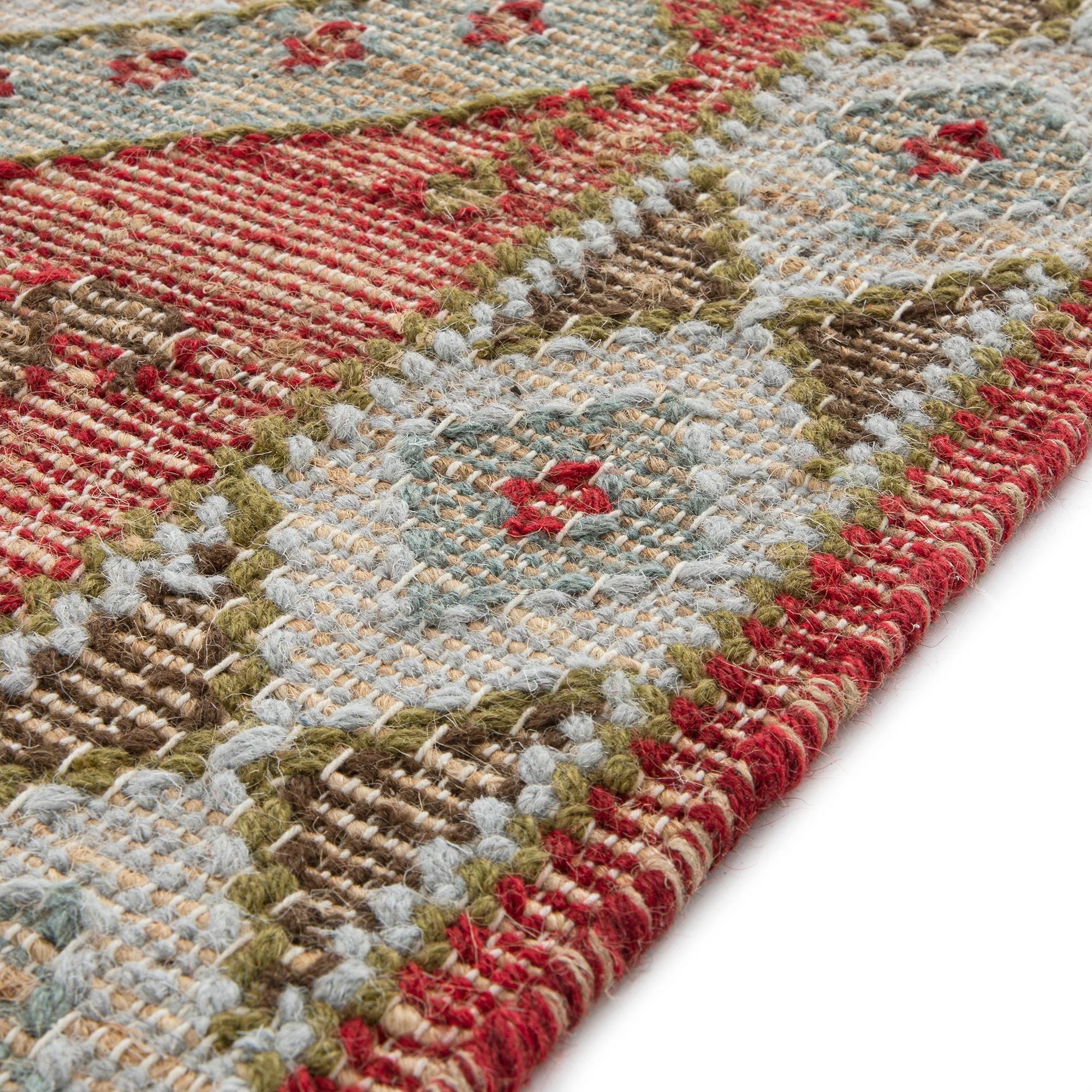 Farah Kilim Traditional Handwoven Wool & Jute Deep Red Runner - Image 5