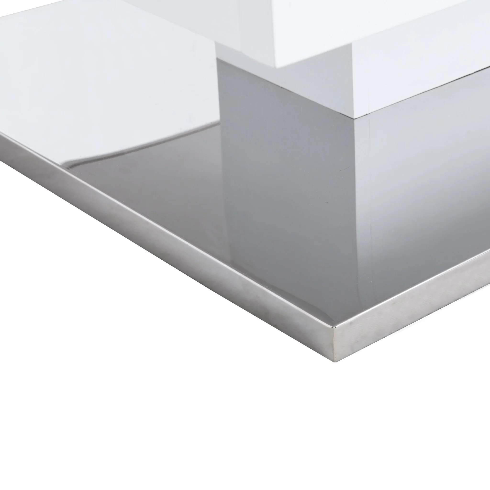 Finch White Swivel Frosted Glass Top Coffee Table with Stainless Steel Base - Image 10