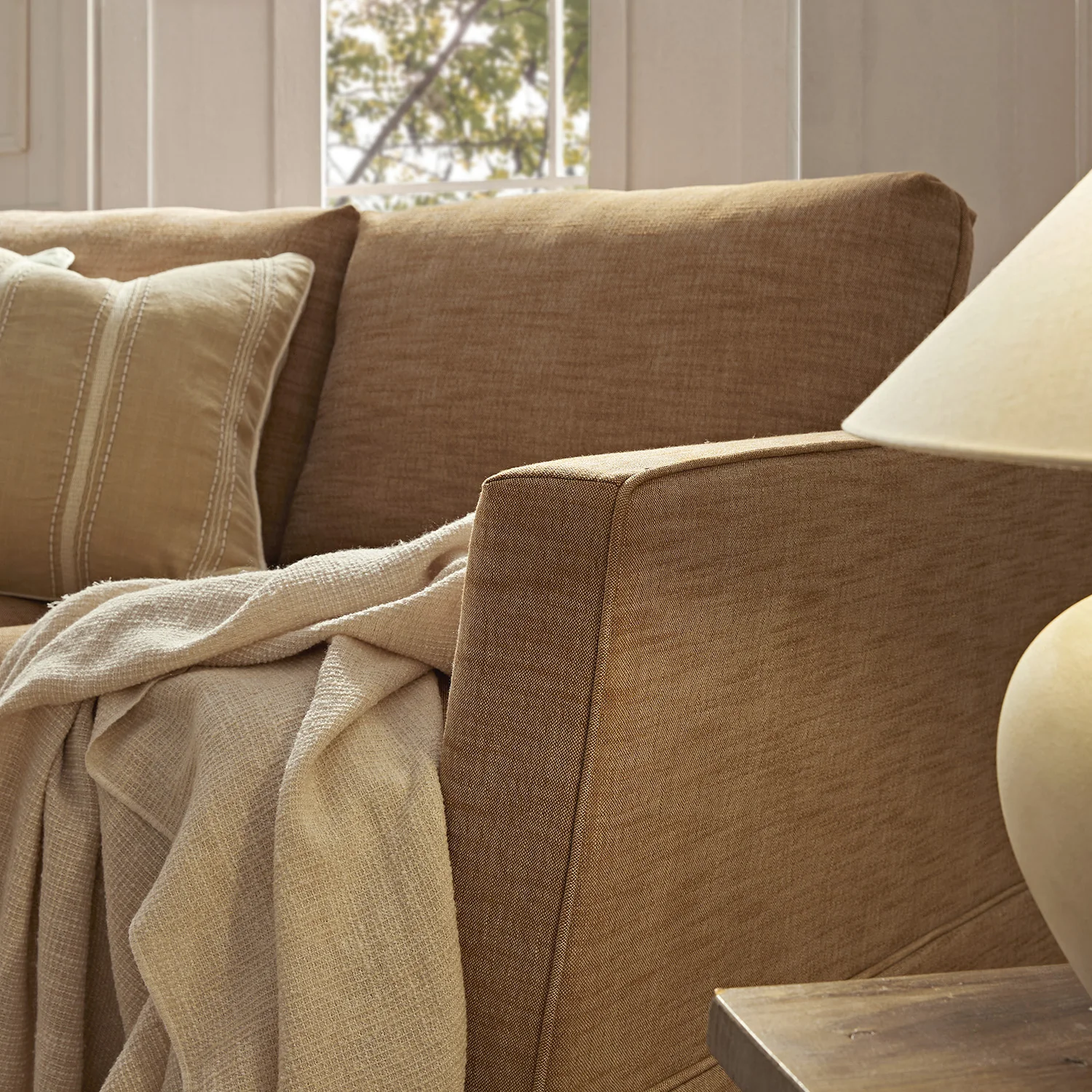 Fitz Skirted 2-Seater Sofa, Apricot Linen Blend - Image 4