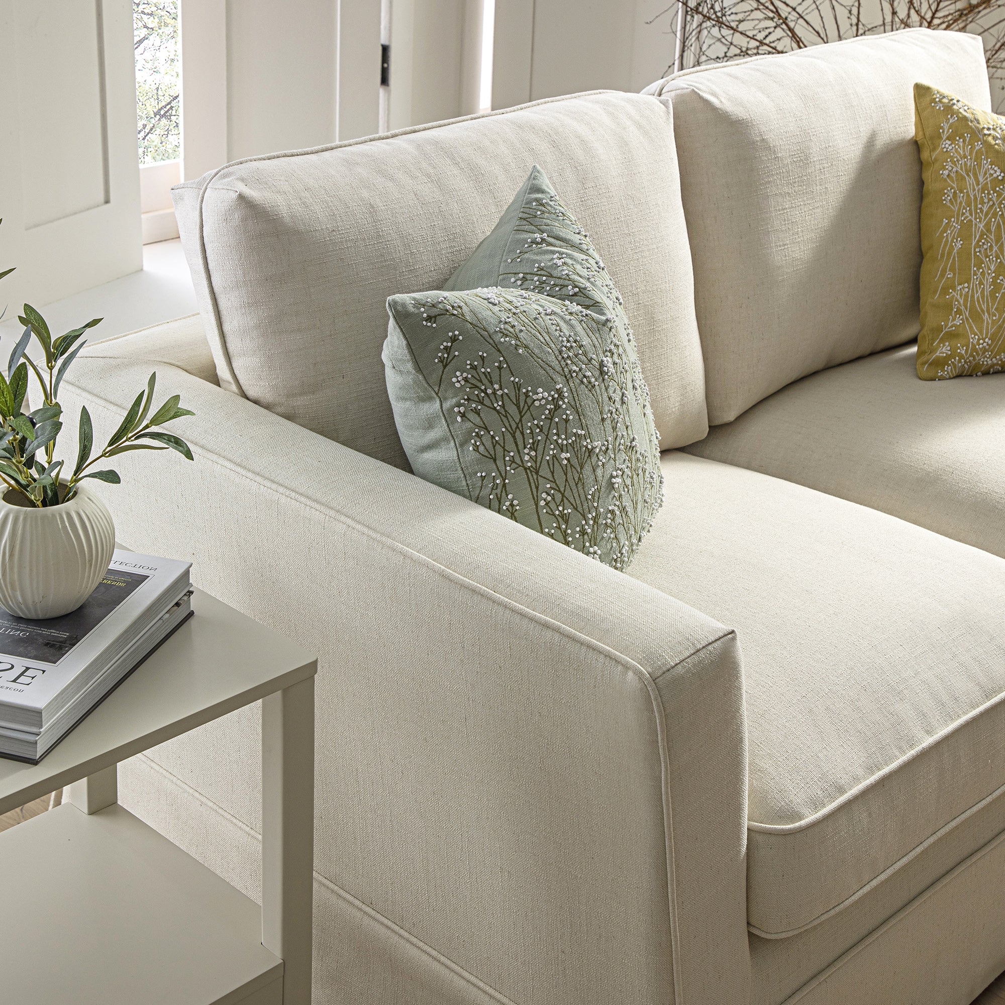 Fitz Skirted 2-Seater Sofa, Oatmeal Linen Blend - Image 5
