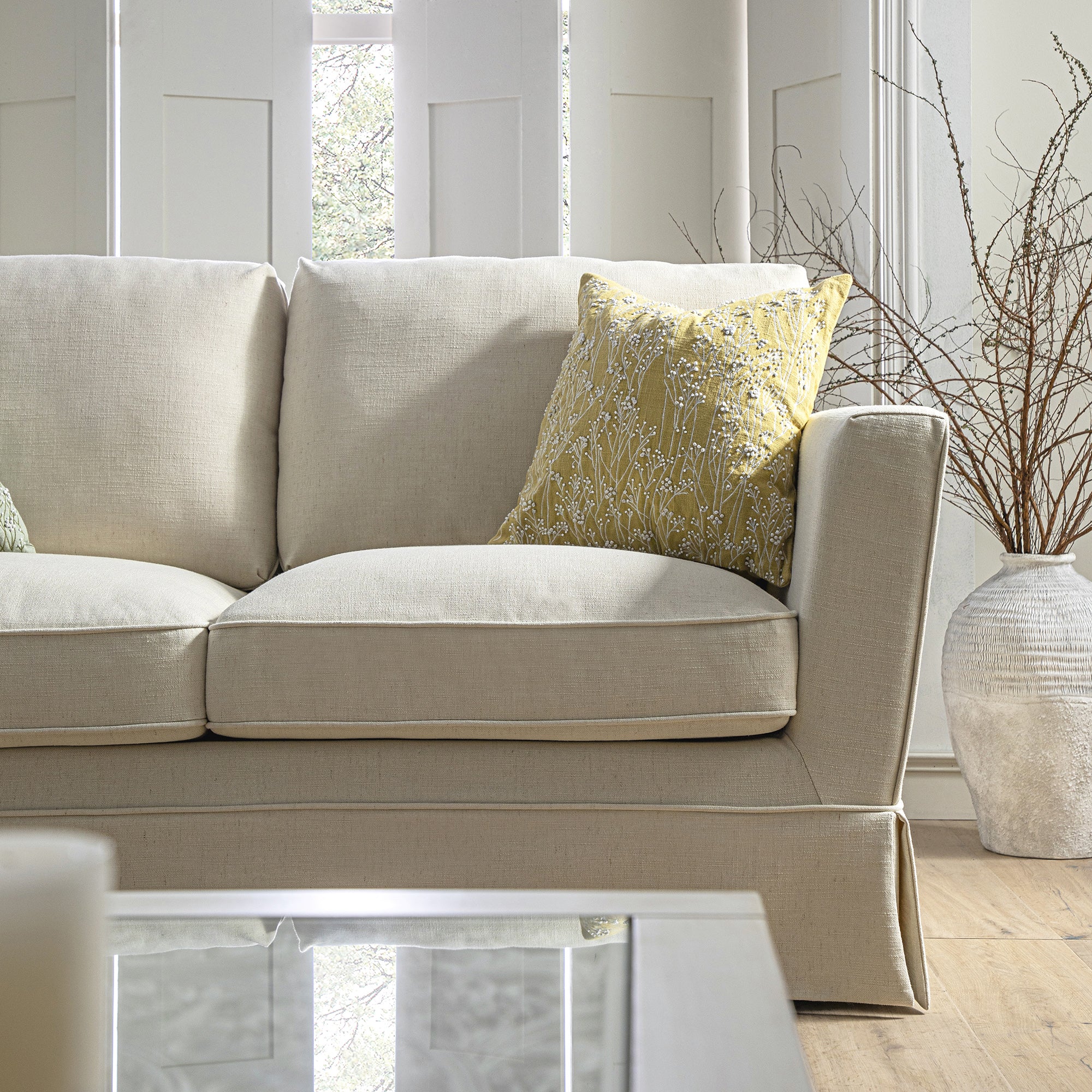 Fitz Skirted 2-Seater Sofa, Oatmeal Linen Blend - Image 6