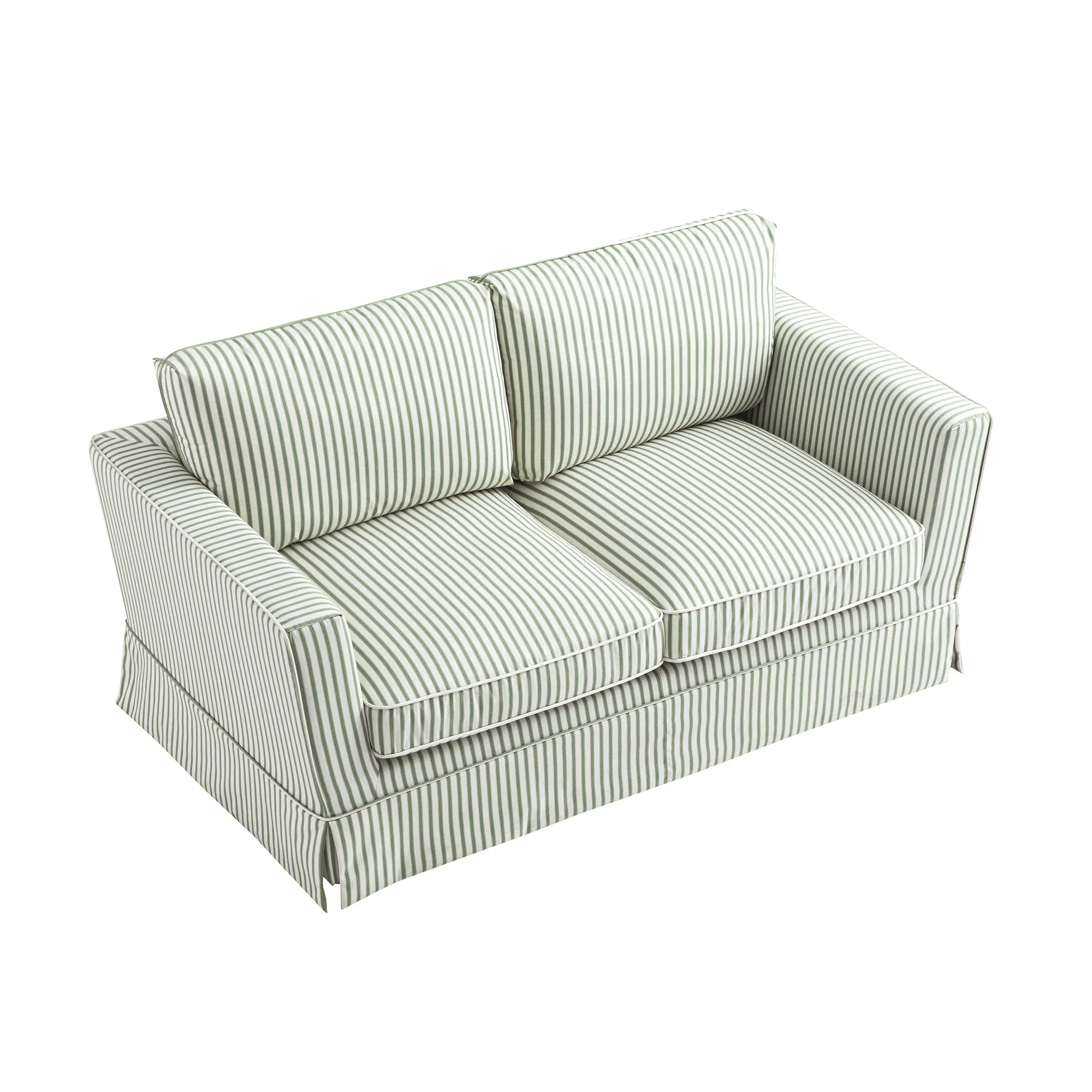 Fitz Skirted 2-Seater Sofa, Sage Striped Linen Blend - Image 11