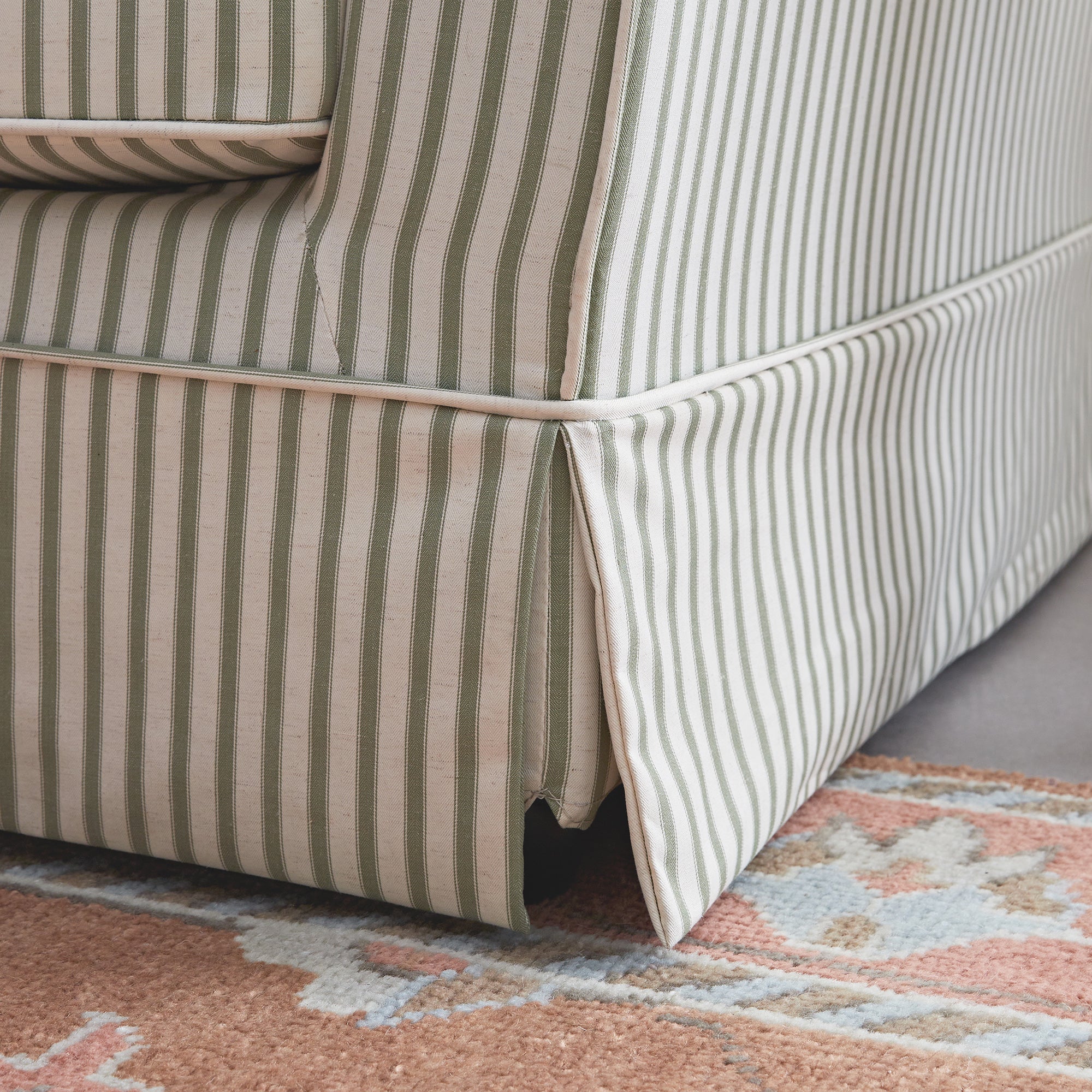 Fitz Skirted 2-Seater Sofa, Sage Striped Linen Blend - Image 15