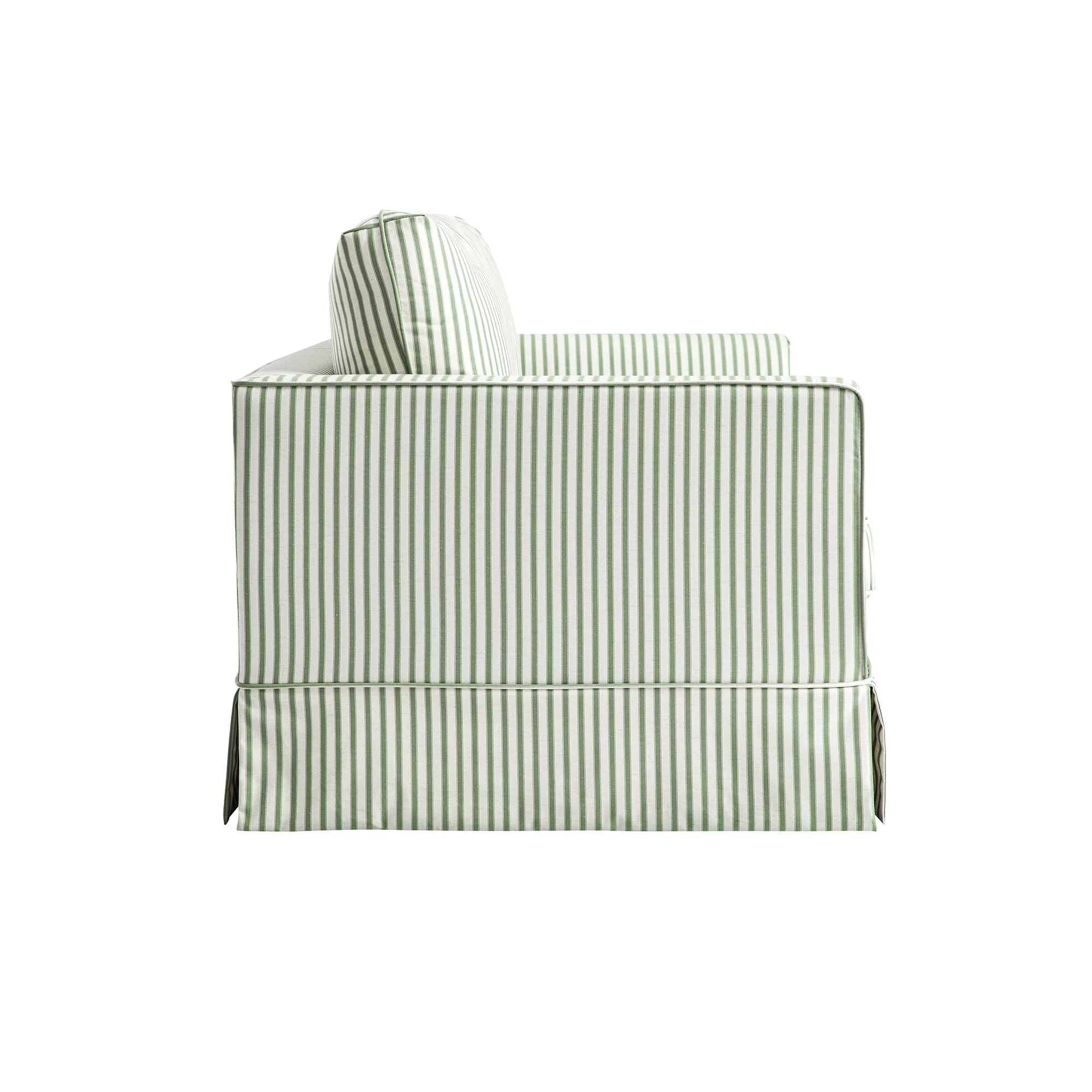 Fitz Skirted 2-Seater Sofa, Sage Striped Linen Blend - Image 9
