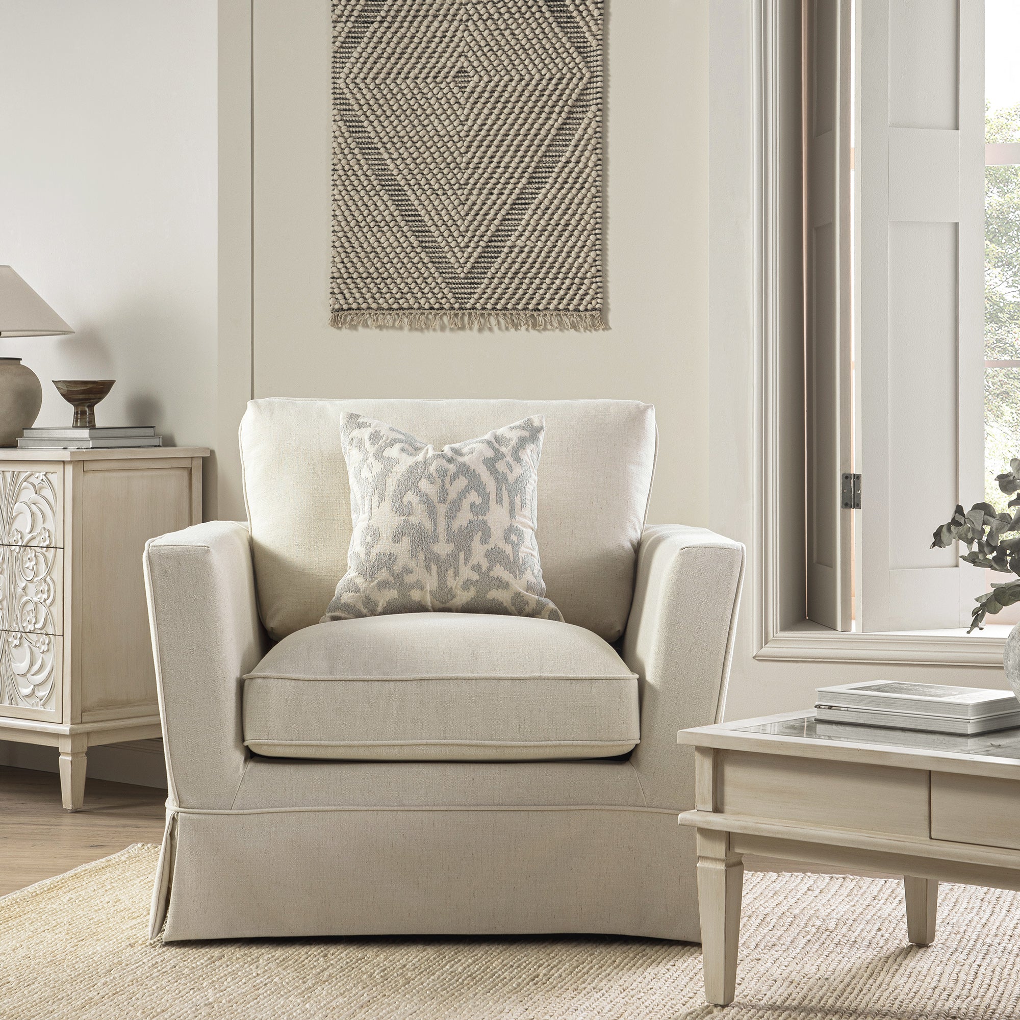 Fitz Skirted Armchair, Oatmeal Linen Blend - Image 2